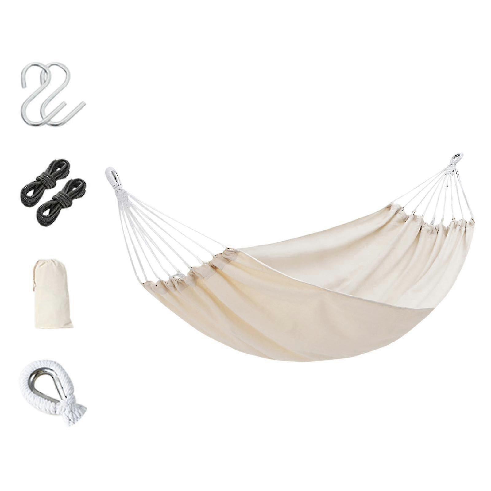 Outdoor Hammock with Carry Bag Durable Canvas Sleeping Bed Portable Hammocks Beigr
