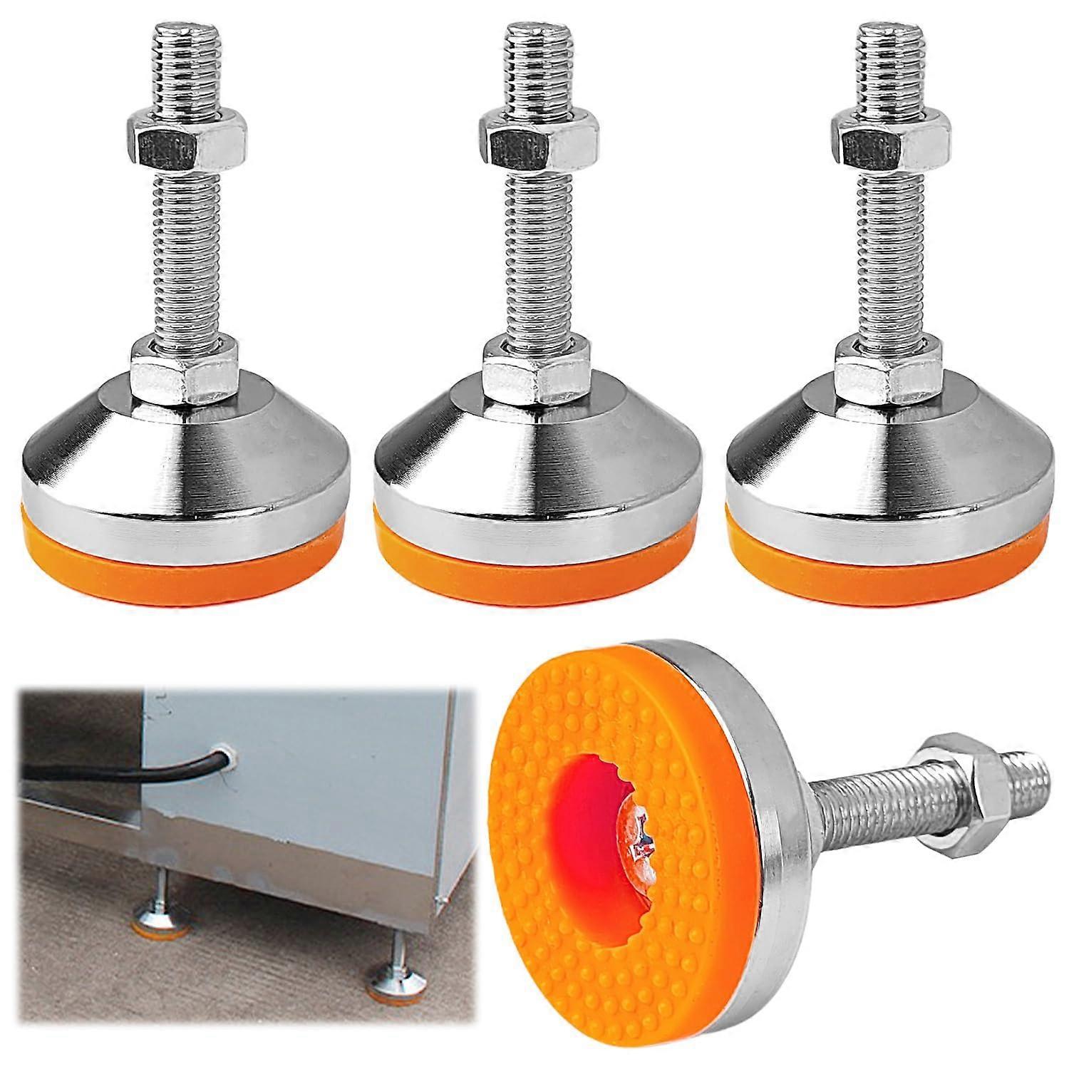 M12 Thread Leveling Feet 4 Pcs, Adjustable 2.28" Diameter Anti-Skid Rubber Swivel Levelers for Furniture and Workbench