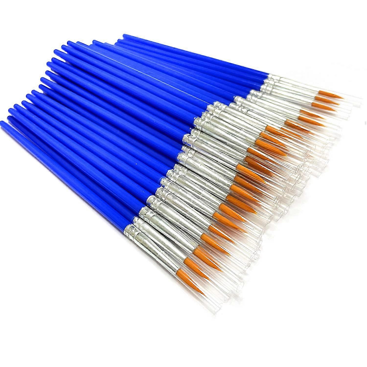 Nylon Hair With Pointed Round Paint Brushes, Yellow Round-End Brushes, 60-Piece For Art Class, Parties, School