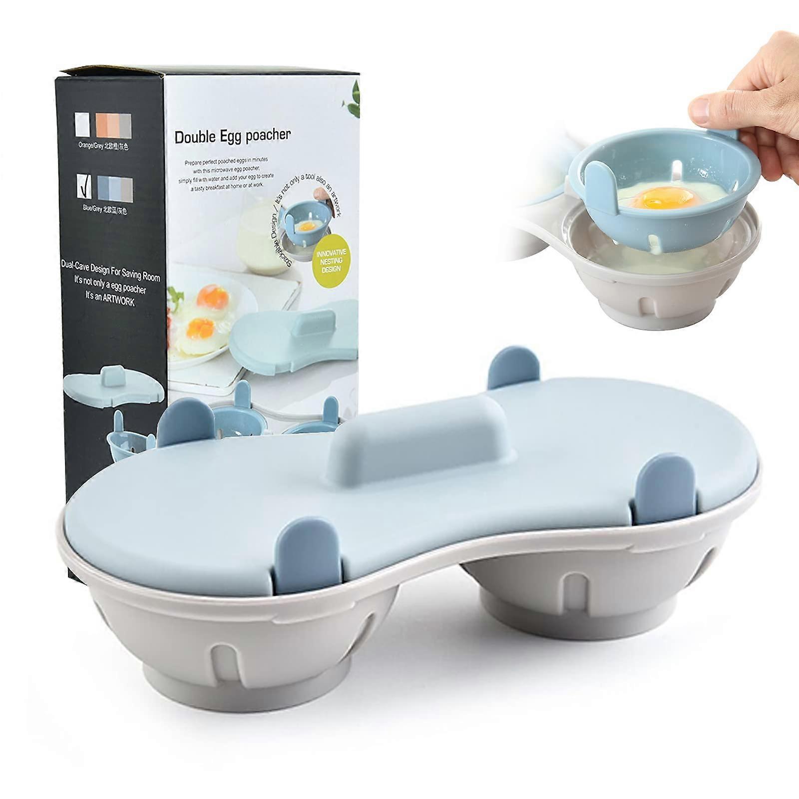Egg Poacher Microwave Egg Cooker - 2-Cavity Edible Silicone Cups, Microwave Poacher, Kitchen Gadget