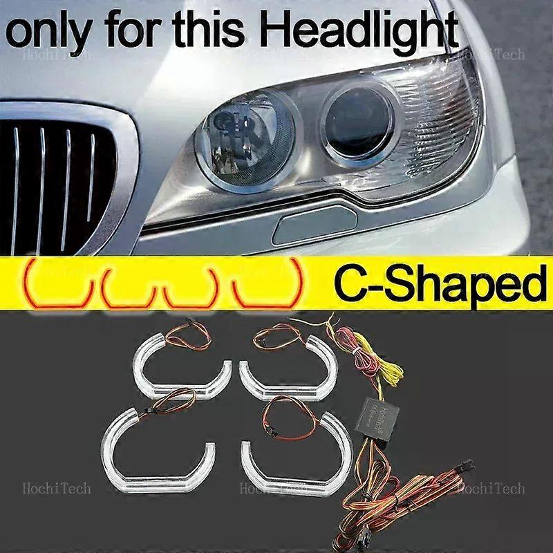 For BMW E46 Convertible Coupe 2004 2005 2006 LCI Xenon Headlight Sequential Muti-colored modes Angel Eyes Ring LED Turn signal