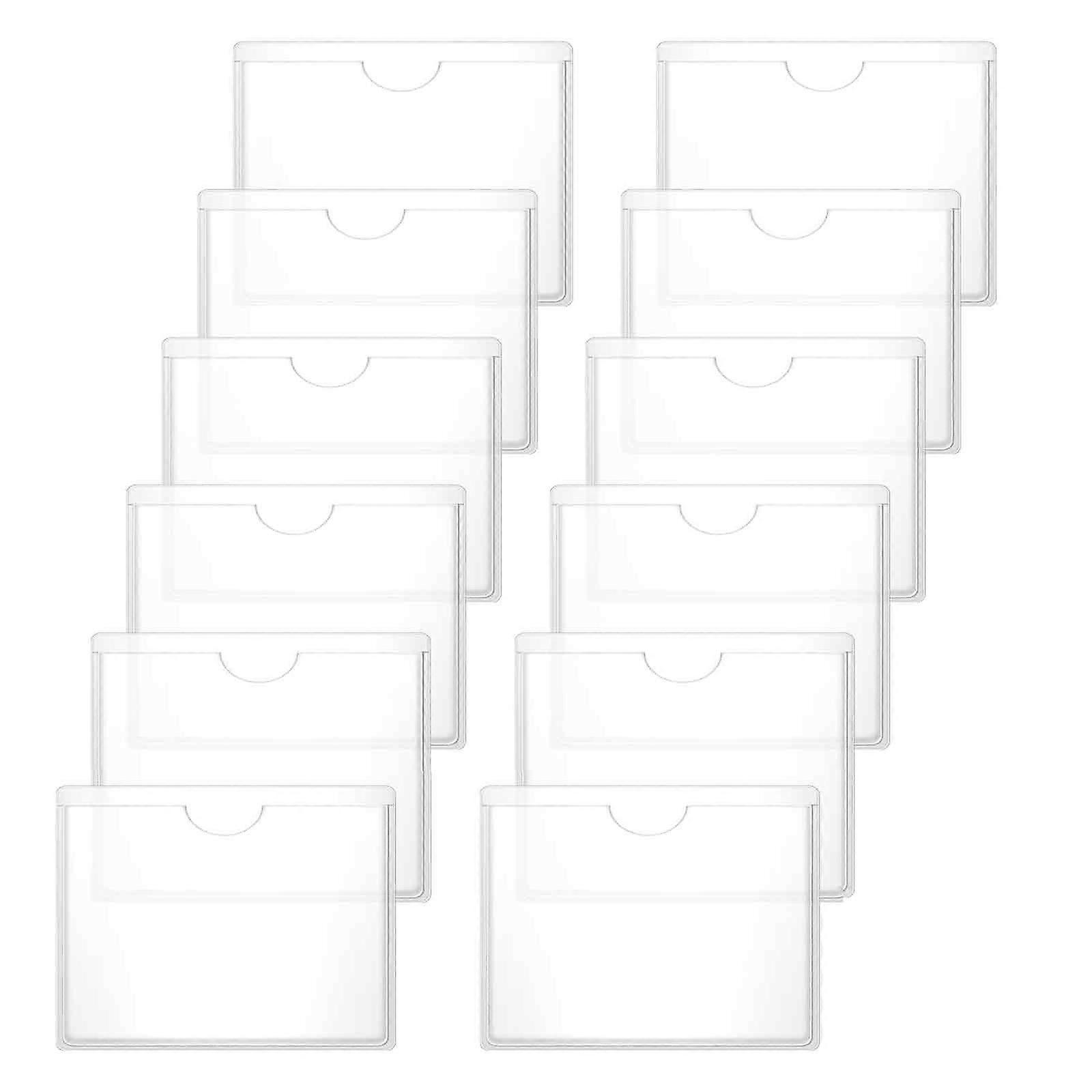 Adhesive Horizontal Card Sleeves, 12 Pcs Waterproof Plastic Holders