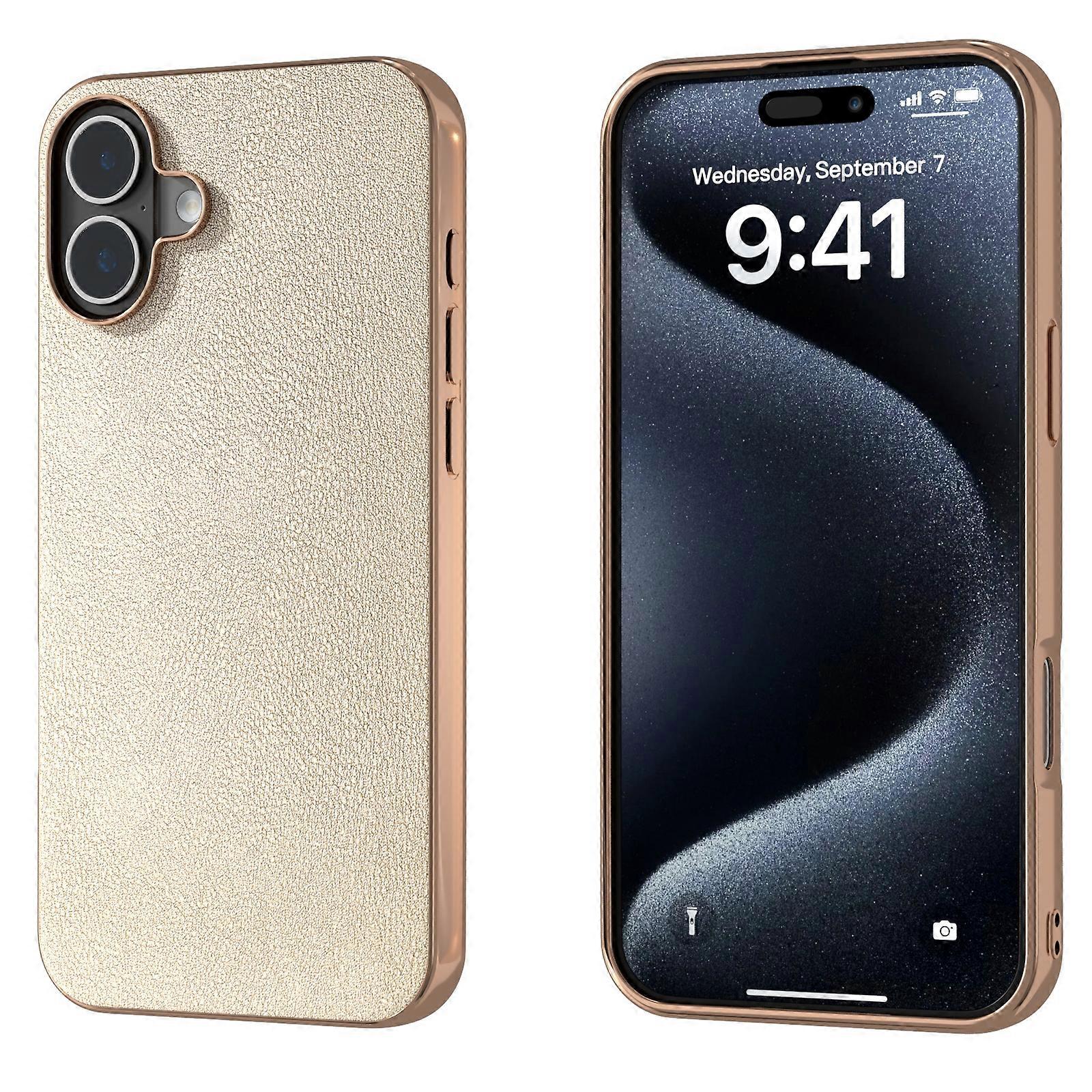 PU Leather Electroplating Frame Full Coverage Phone Case