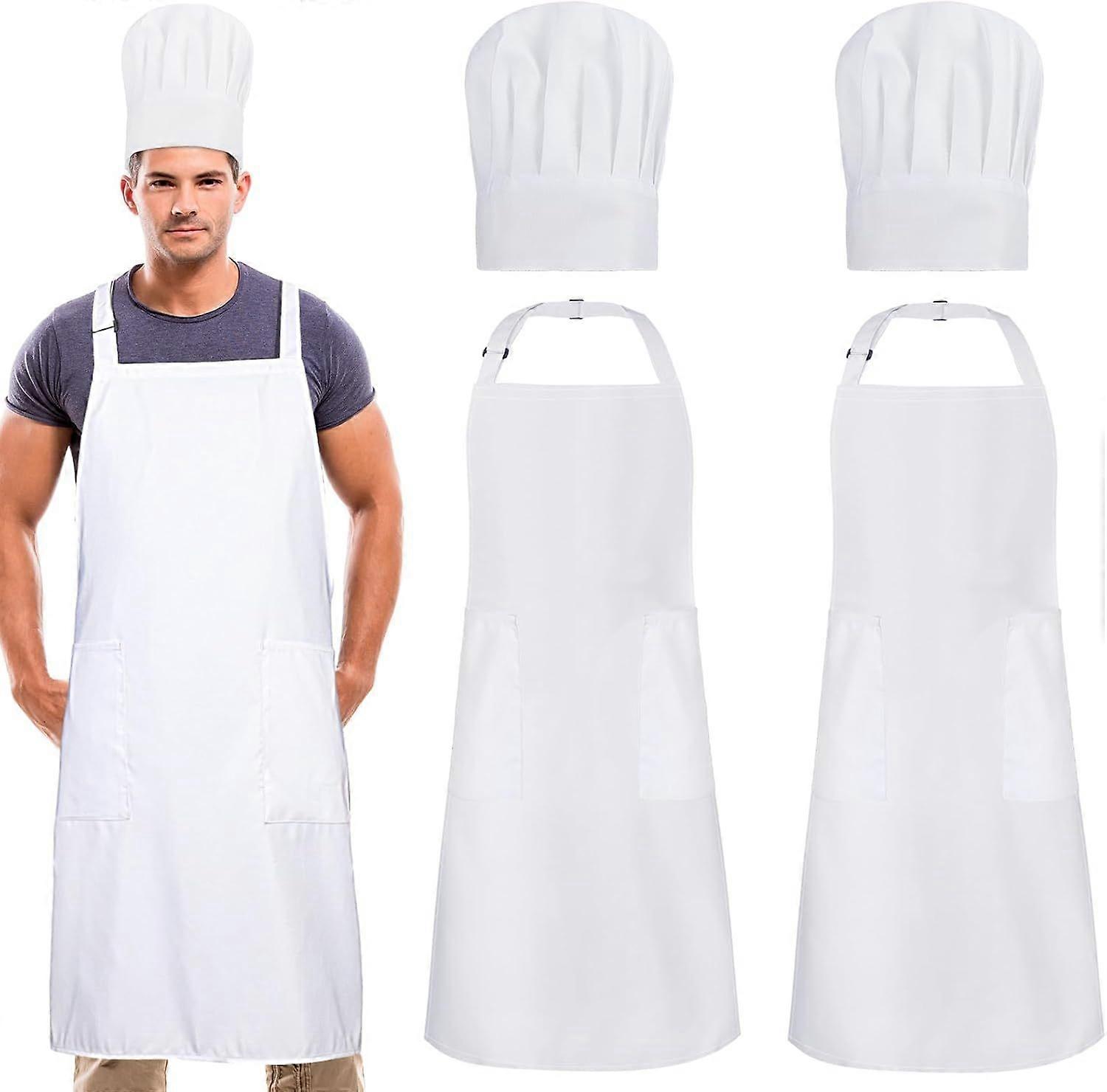 High quality brand new  2 Pack Chef Apron and Hat, Adjustable High Cooking Apron