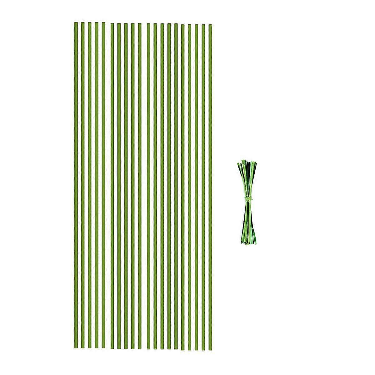 Plant Stakes,Plant Support Stakes Suitable for Indoor Plants,20Pcs Garden Green Bendable Single Stem Plant Sticks