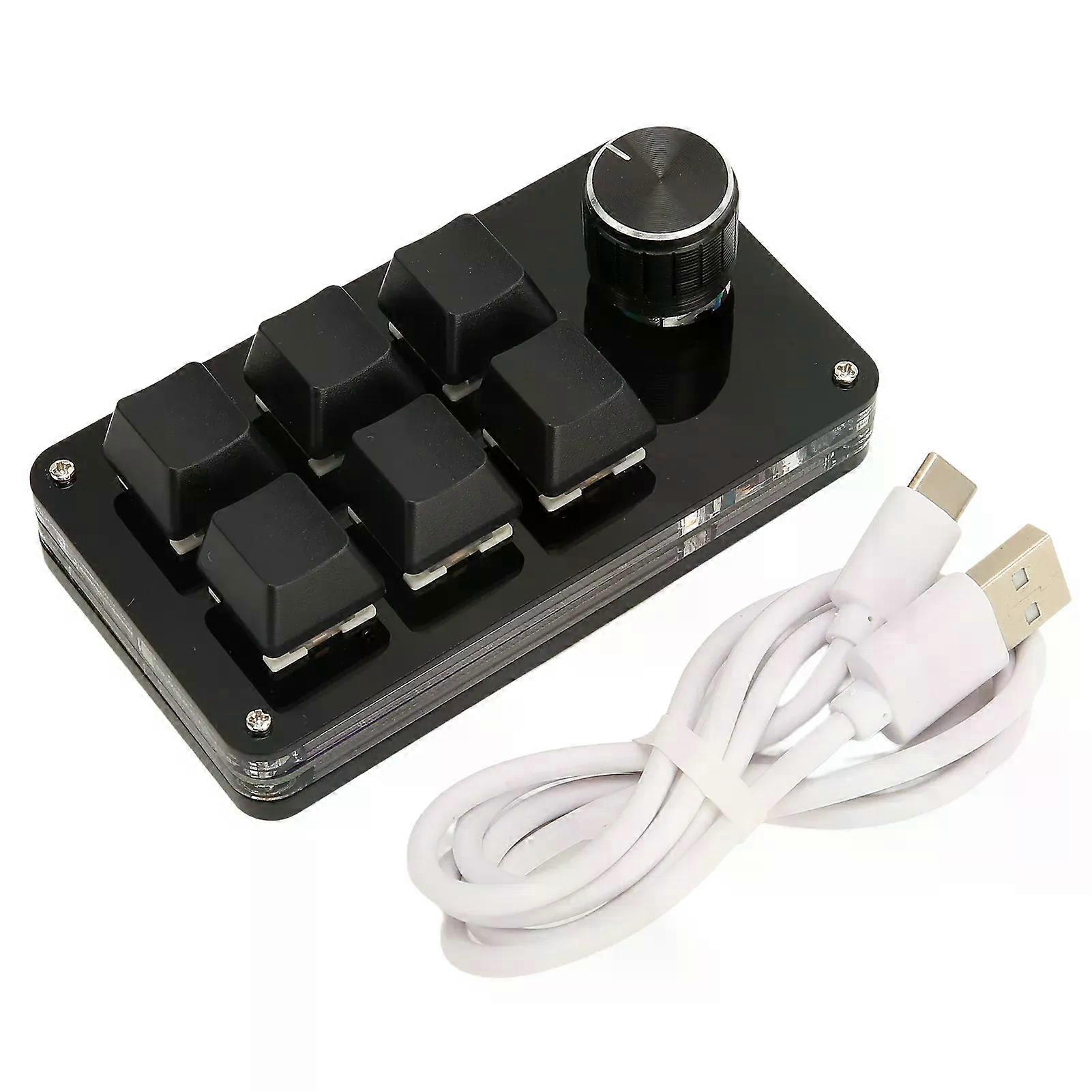 con 6 Key Mini Keypad with Knob USB DIY Programmable Keyboard OSU Gaming Keyboard for Gaming Office 6 Keys Mini Mechanical Keyboard