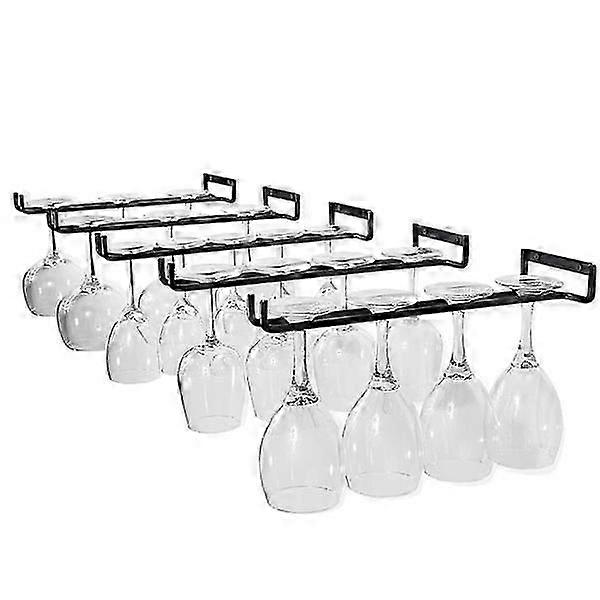 Hanging Wine Glass Rack - 5 Rails for 13-18 Glasses, Under Cabinet Stemware Holder