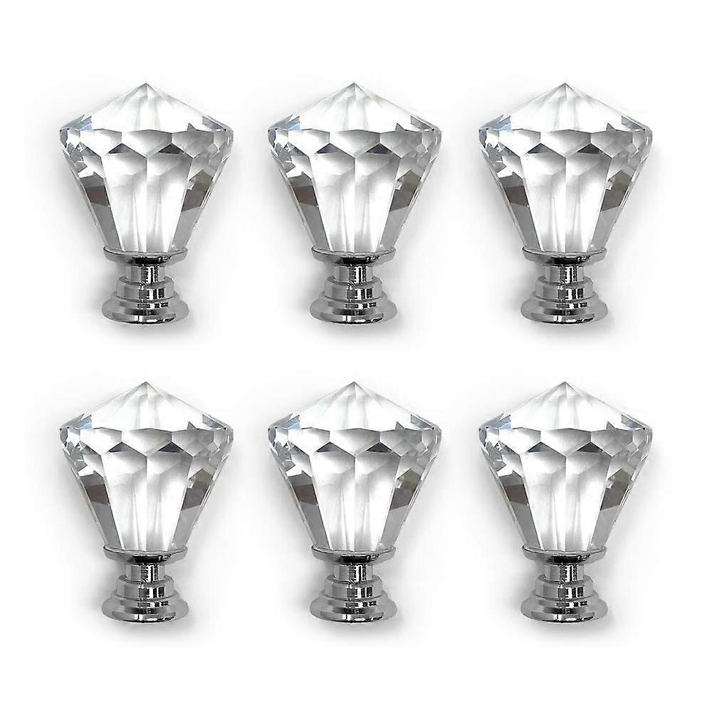Crystal Knobs Set of 6, Small Cabinet Knobs with Screws, Drawer Pulls, Glass, for Dresser