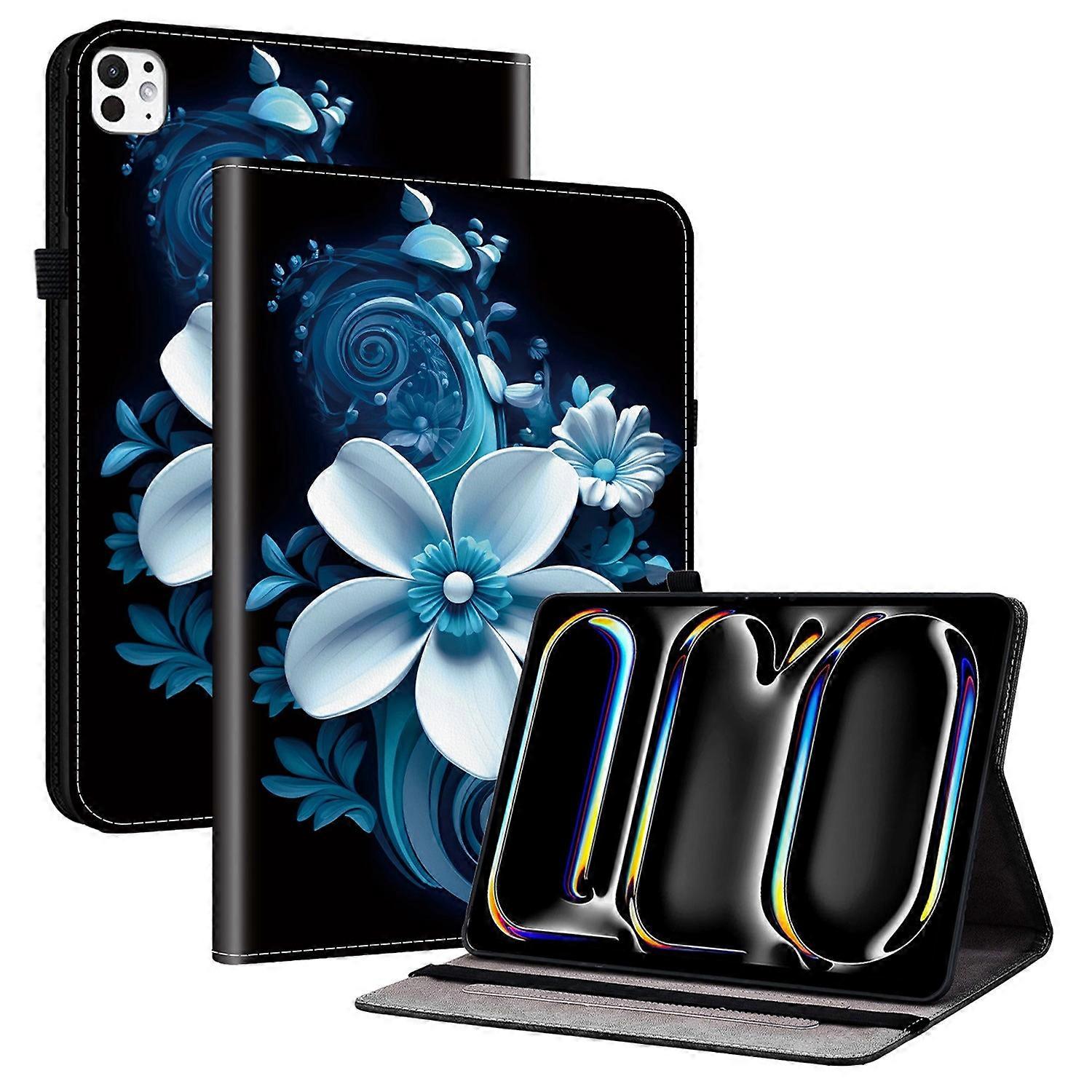 For iPad Pro 13 (2024) Leather Case Pattern Printed Stand Tablet Cover with Card Slots