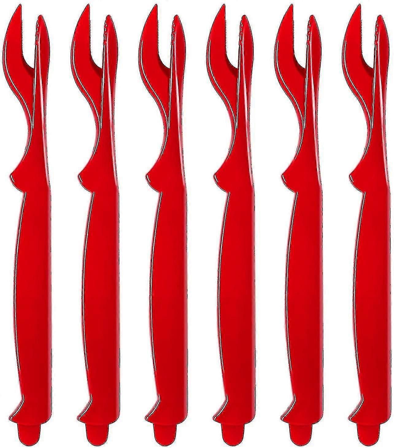 Bottle Opener Shellfish Pick, Seafood Tool For Lobster, Crab (6 Pieces, Red)