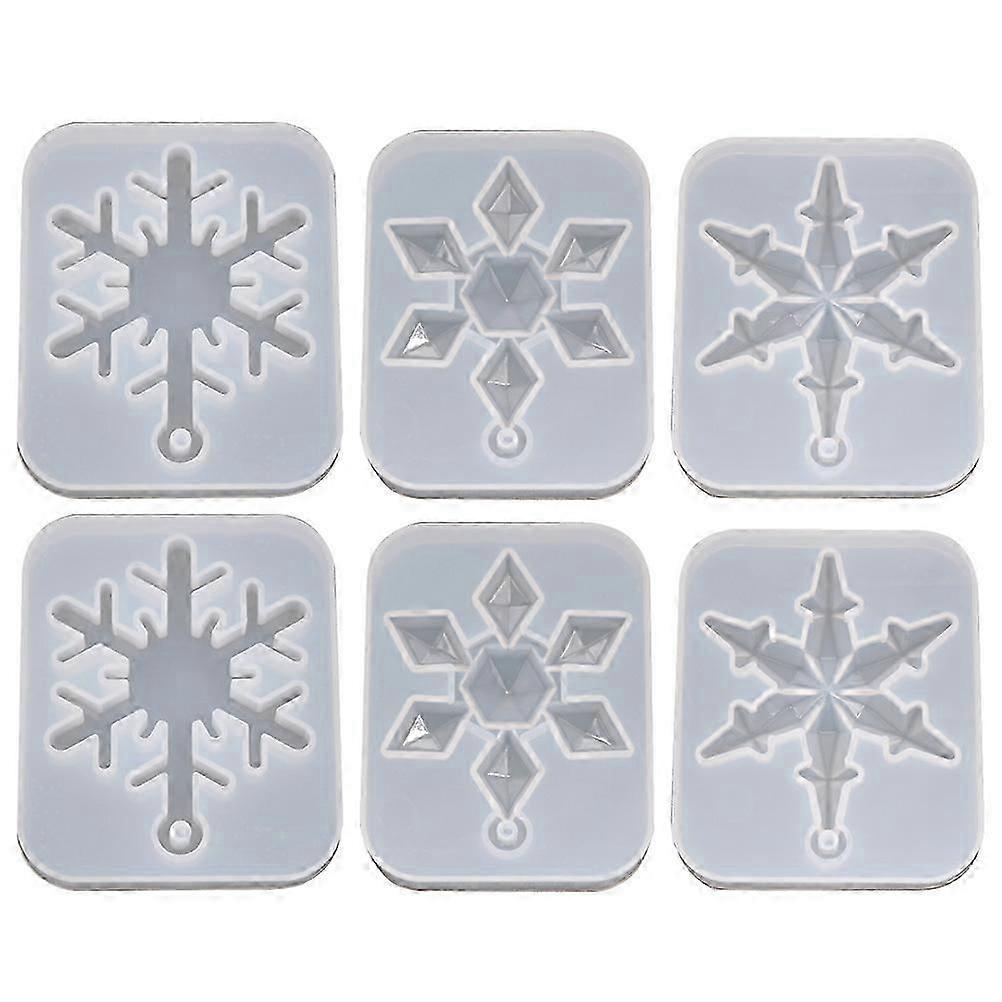 6pcs Silicone Snowflake Molds DIY Epoxy Resin Pendant Mold for Making Craft