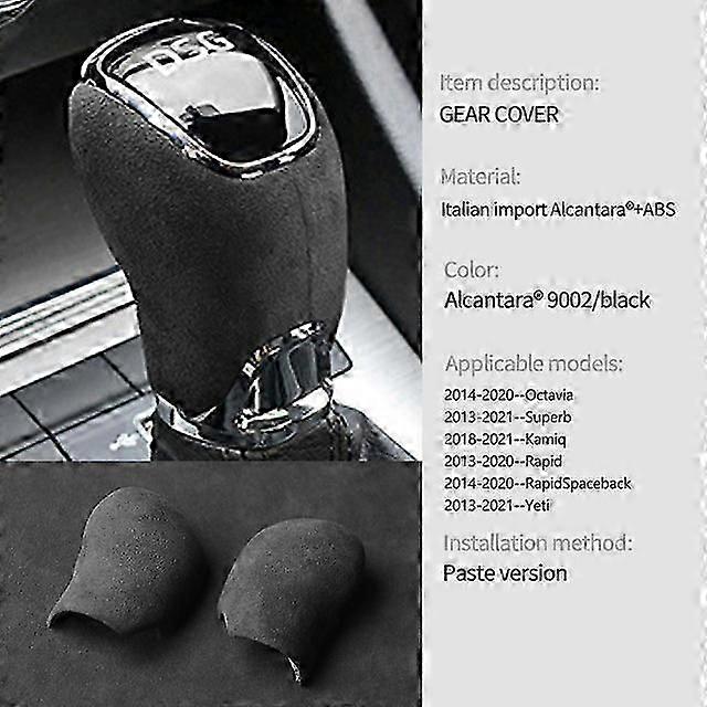 Copertura per pomello del cambio per auto per Skoda Octavia Superb Kamiq Rapid Spaceback Yeti, modanatura per interni in pelle scamosciata Alcantara