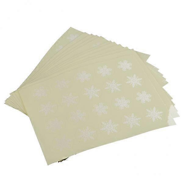 6xWhite Snowflake Stickers Round 25mm Self- Transparent Background