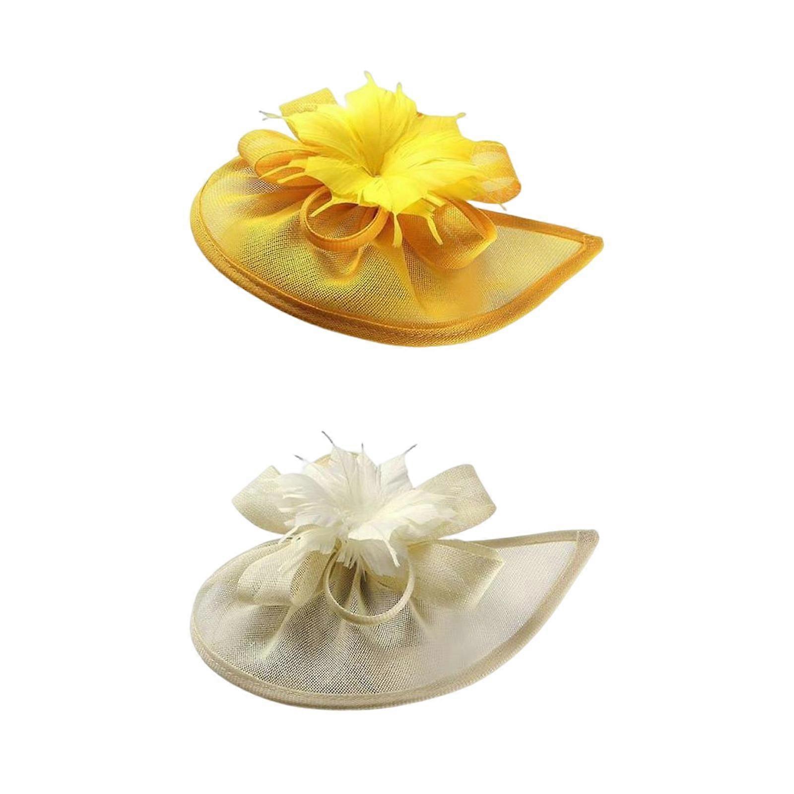 2Pack Mesh Fascinator Pălărie Floare Pene Clip De Păr Coafură pentru Păr
