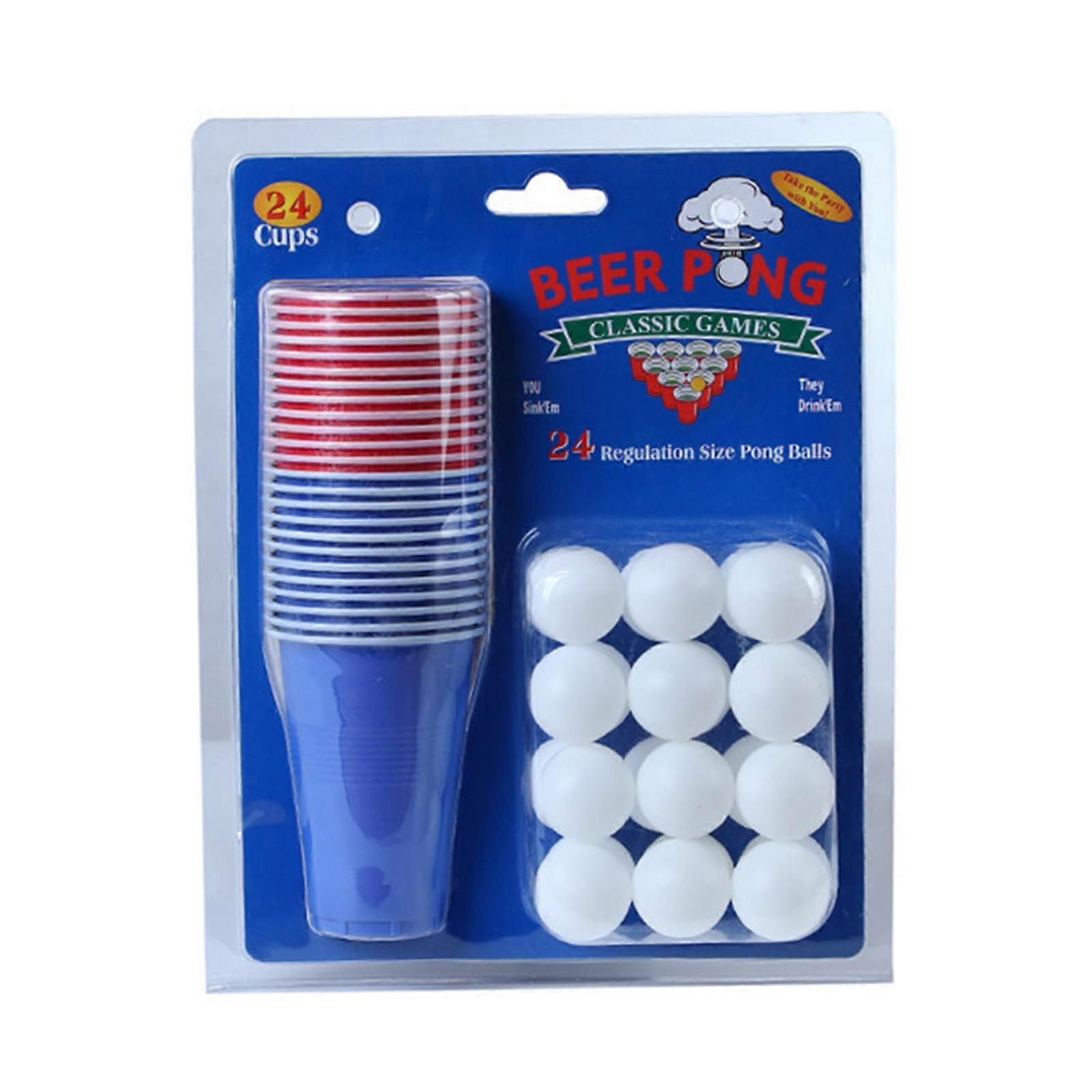Beer Pong készlet 24 csésze 24 golyó dobó golyós csészék ivójáték újdonság kellékek felnőtteknek beltéri asztalitenisz parti kellékek
