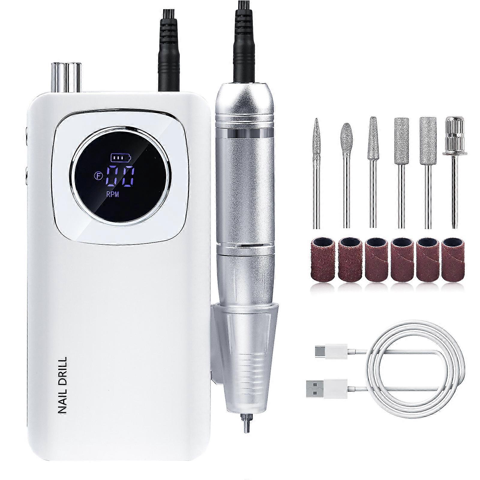 Perceuse à ongles électrique Set 45000RPM Perceuse à ongles avec forets à ongles à faible bruit Facile à utiliser Machine de lime à ongles