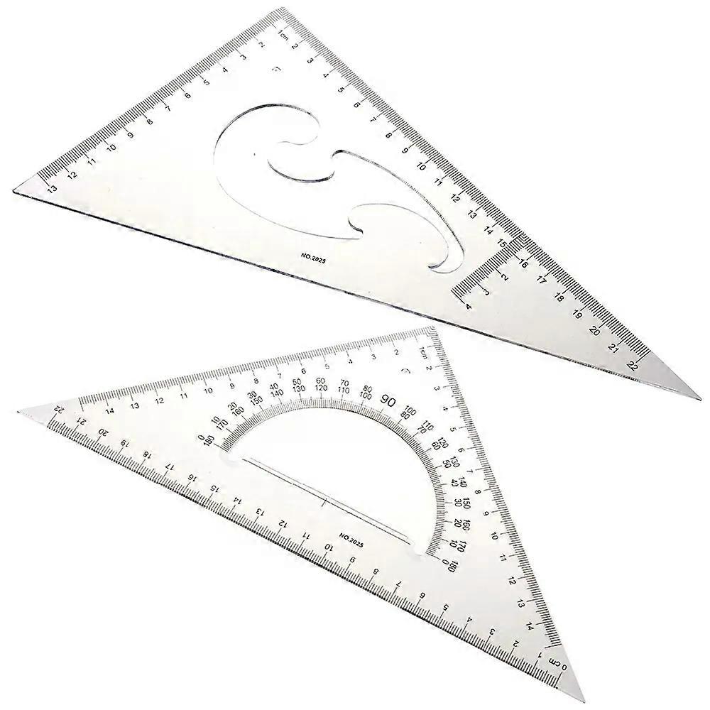 Set of 2pcs 30/60 45 Degree Triangle Protractor Ruler Drawing Tool