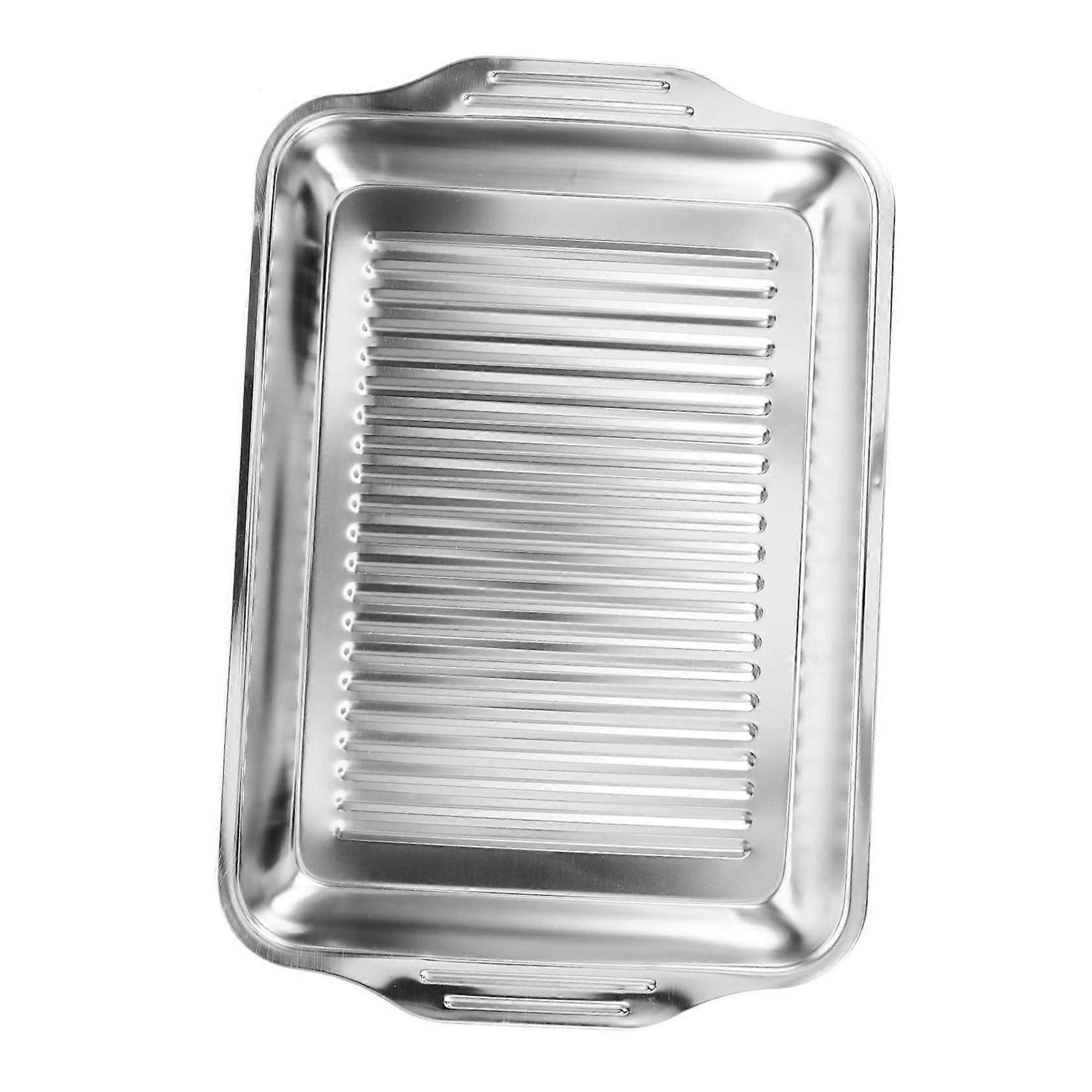 Induction Cooker Grilling Fish Platter Tray Stainless Steel Rectangular Serving Dish Compatible with Induction Cooktops