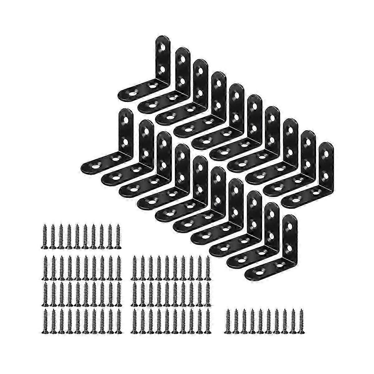 20 db-os L-es konzol sarokkonzol, acél L-es konzolok polcokhoz, fém saroktartó fa bútorokhoz