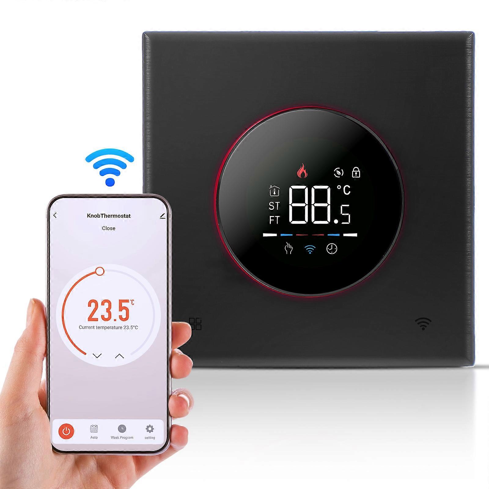 Smart Thermostat for House Water Electric Heating Water Gas Boiler WiFi AC Thermostat with APP/Voice Control VA Digital Touch Screen Colorful Light a