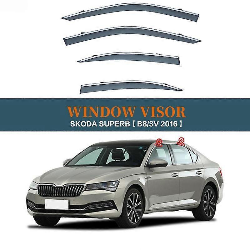Applicable For SKODA Superb B6 B8 2008-2024 Car Window Sun Rain Shade Visors Shield Awnings Shelter Protector Cover Trim Frame Sticker