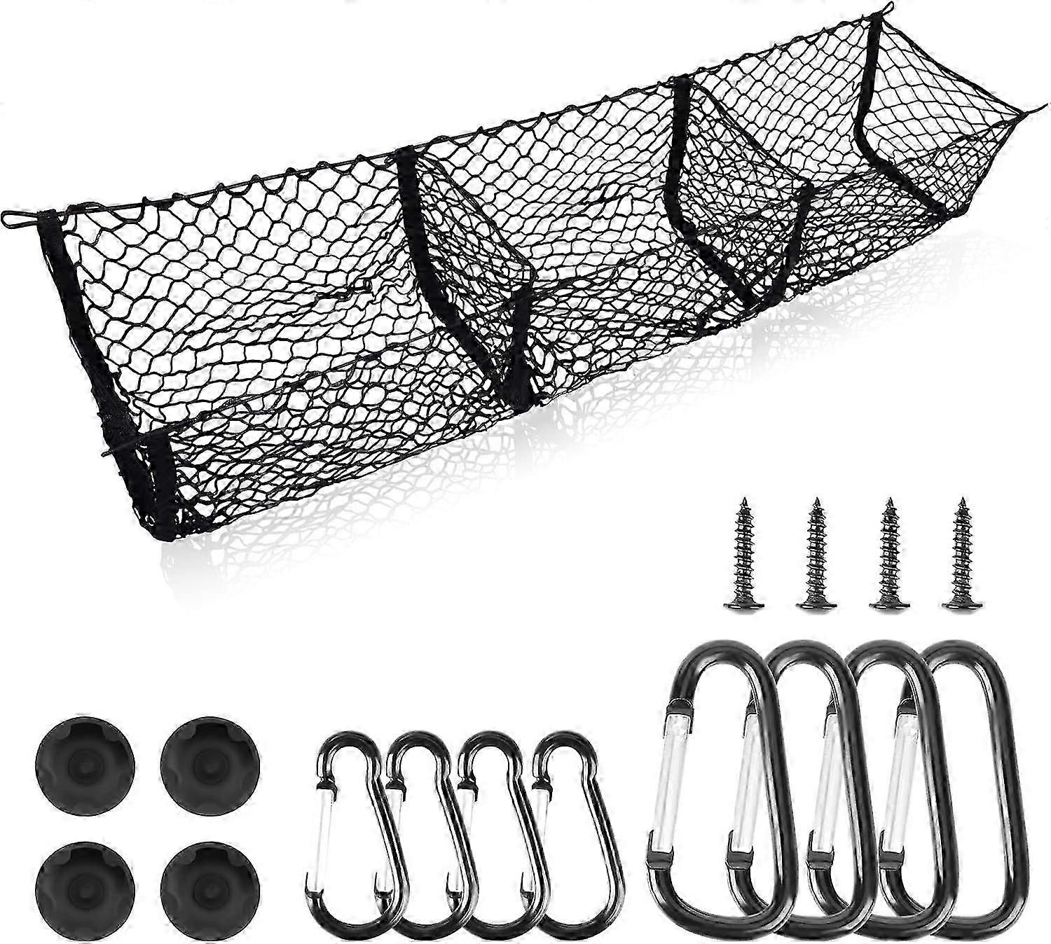 Upgrade Cargo Net Trunk Bed Organizer for Compatible Brands and Pickup Trucks, 59 Longer Mesh Storage Net