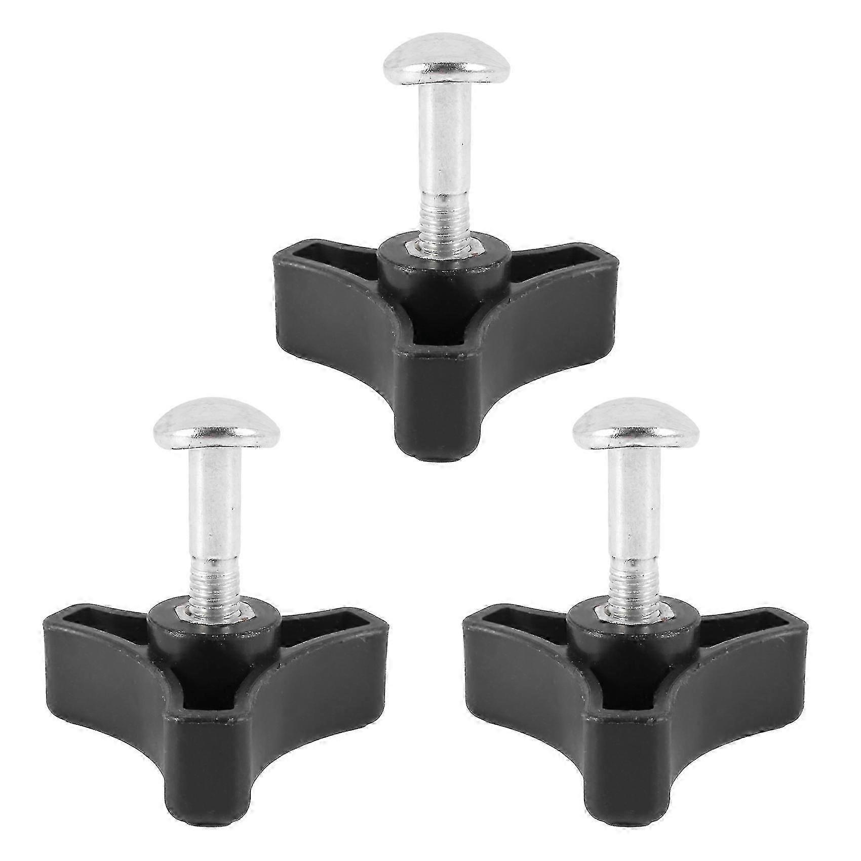 3x Black Plastic Triple-cornered Handle Knob Nut Screw Suitable for Lawn Mower Machines