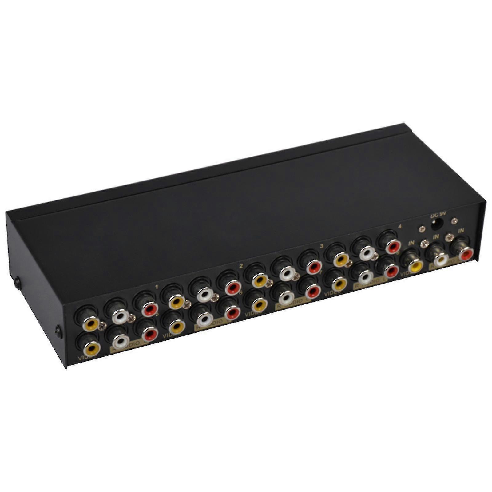 8-Way RCA AV Splitter 1x8 Composite Video Distributor 1 In 8 Out for HDTV/DVD/STB