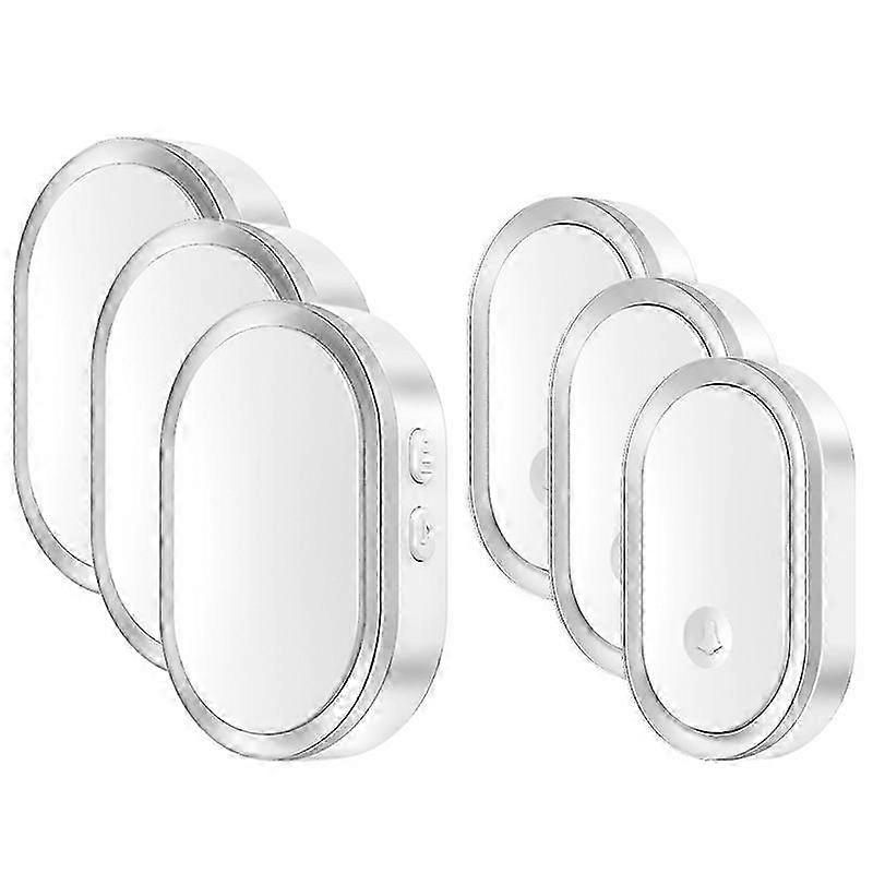 Smart LED Doorbell Set - 3 Doorbells & Buttons, Silver