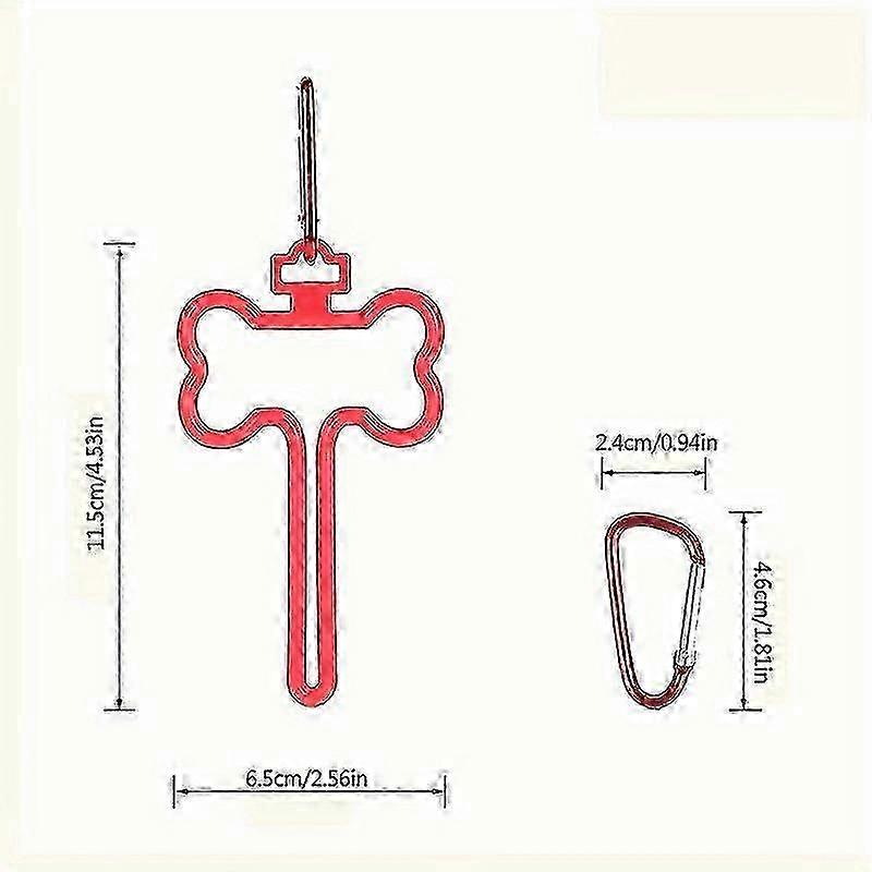 1pcリーシュ用ハンズフリー犬用うんちバッグホルダークリップ-骨の形、赤
