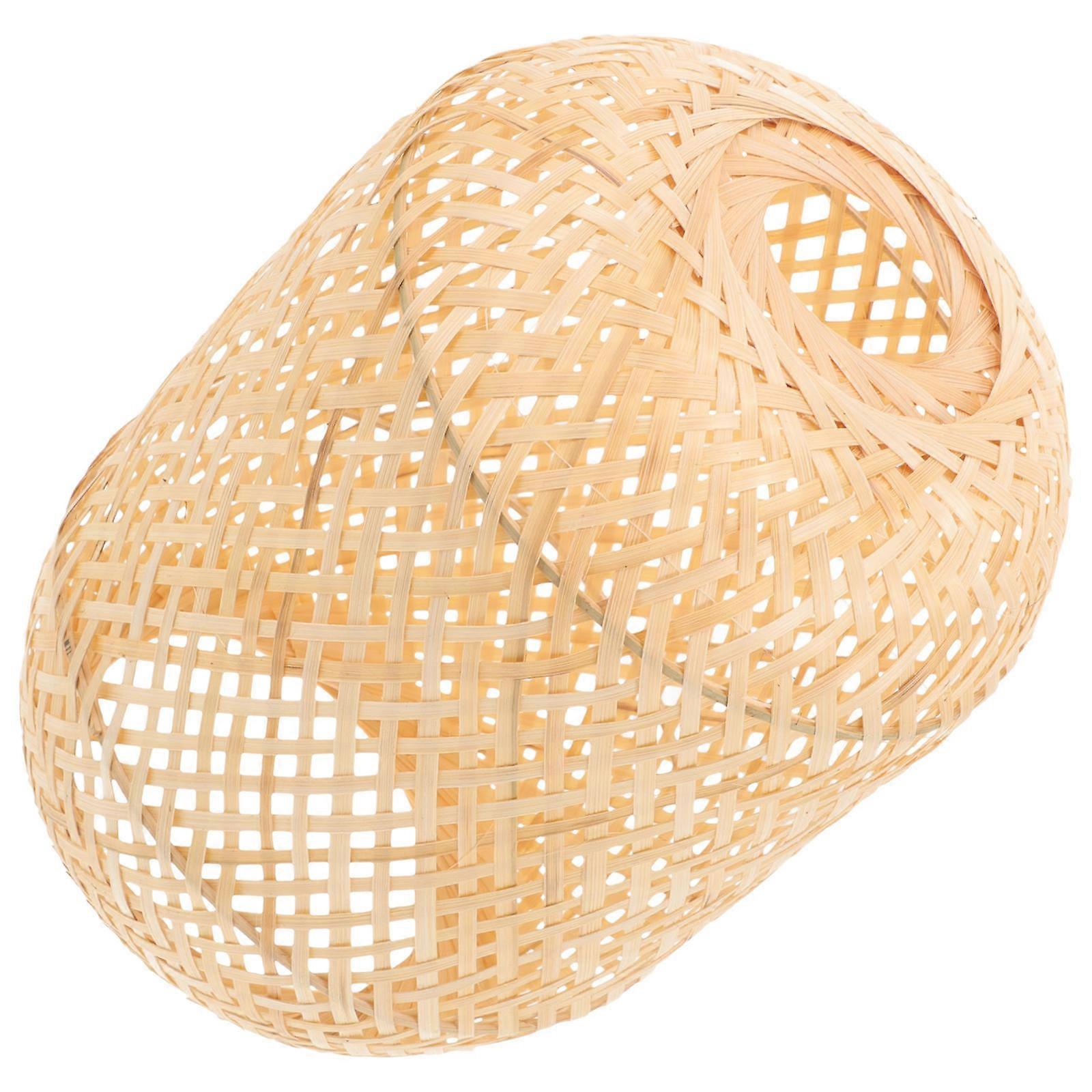 Bamboo Lampshade Light Yellow Rustic Lamp Shade for Home Table Lamp Eye-Protective Easy Install