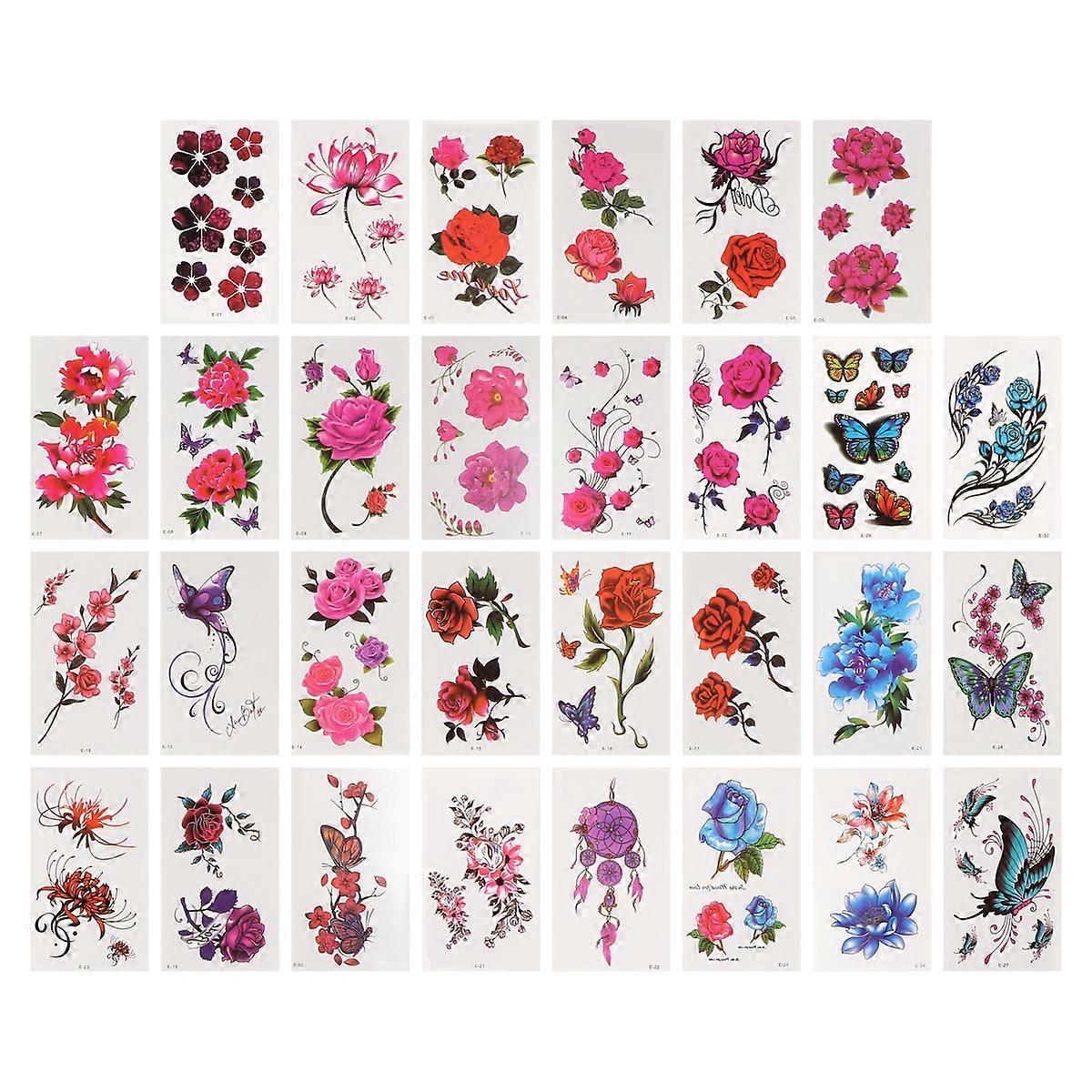 Flower Stickers Waterproof Temporary Mixed Style Body Decals 60Sheets