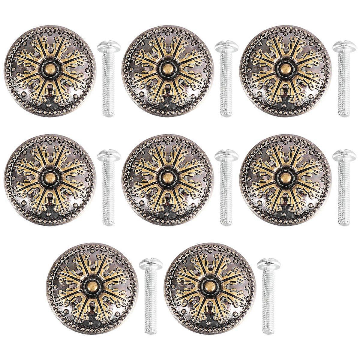 Wardrobe Door Handles Snowflake Shape Wearable Drawer Knobs Green Bronze 8Set