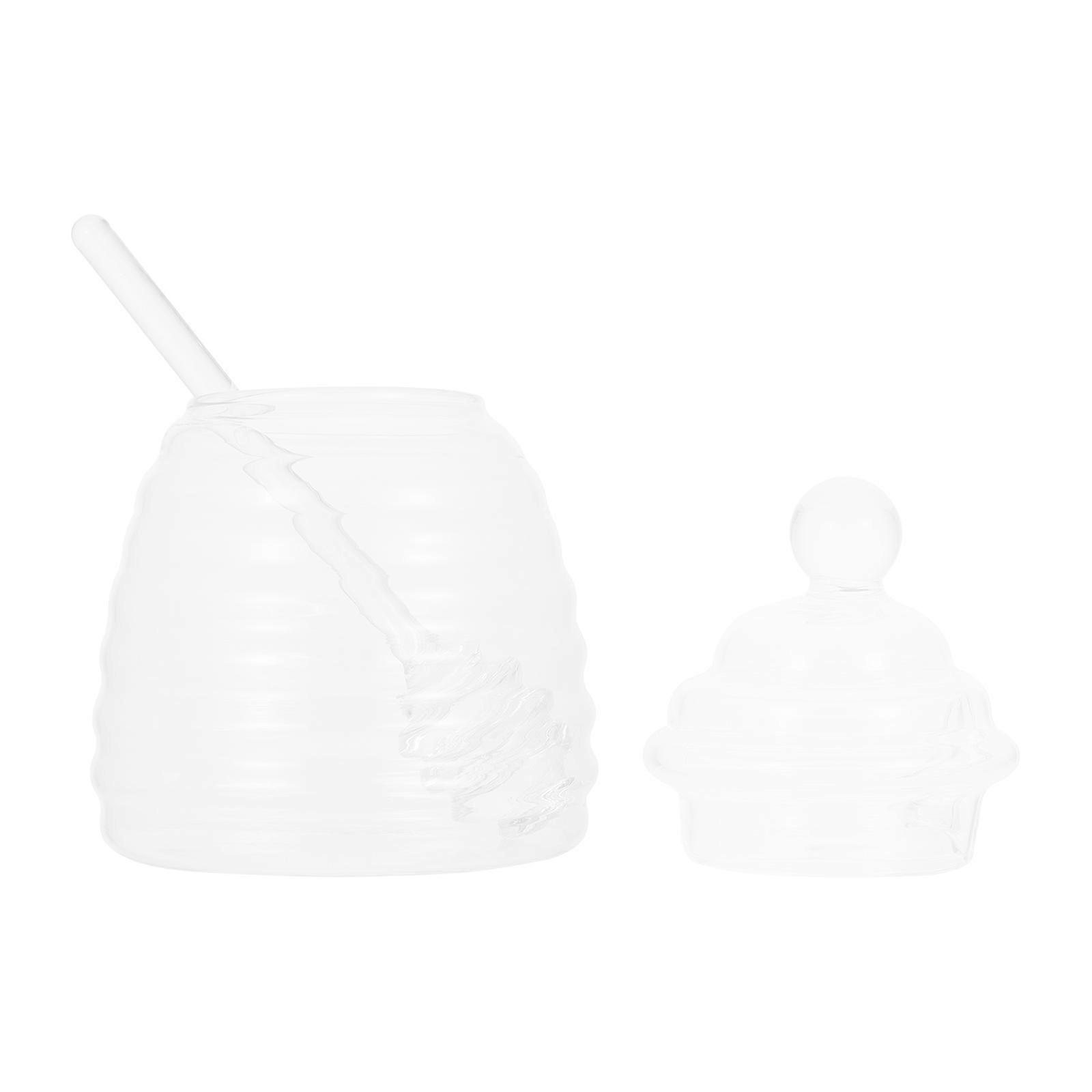 Transparent Glass Honey Jar with Lid and Dipper, Non Slip Design, Fine Craftsmanship, for Kitchen and Dining Use