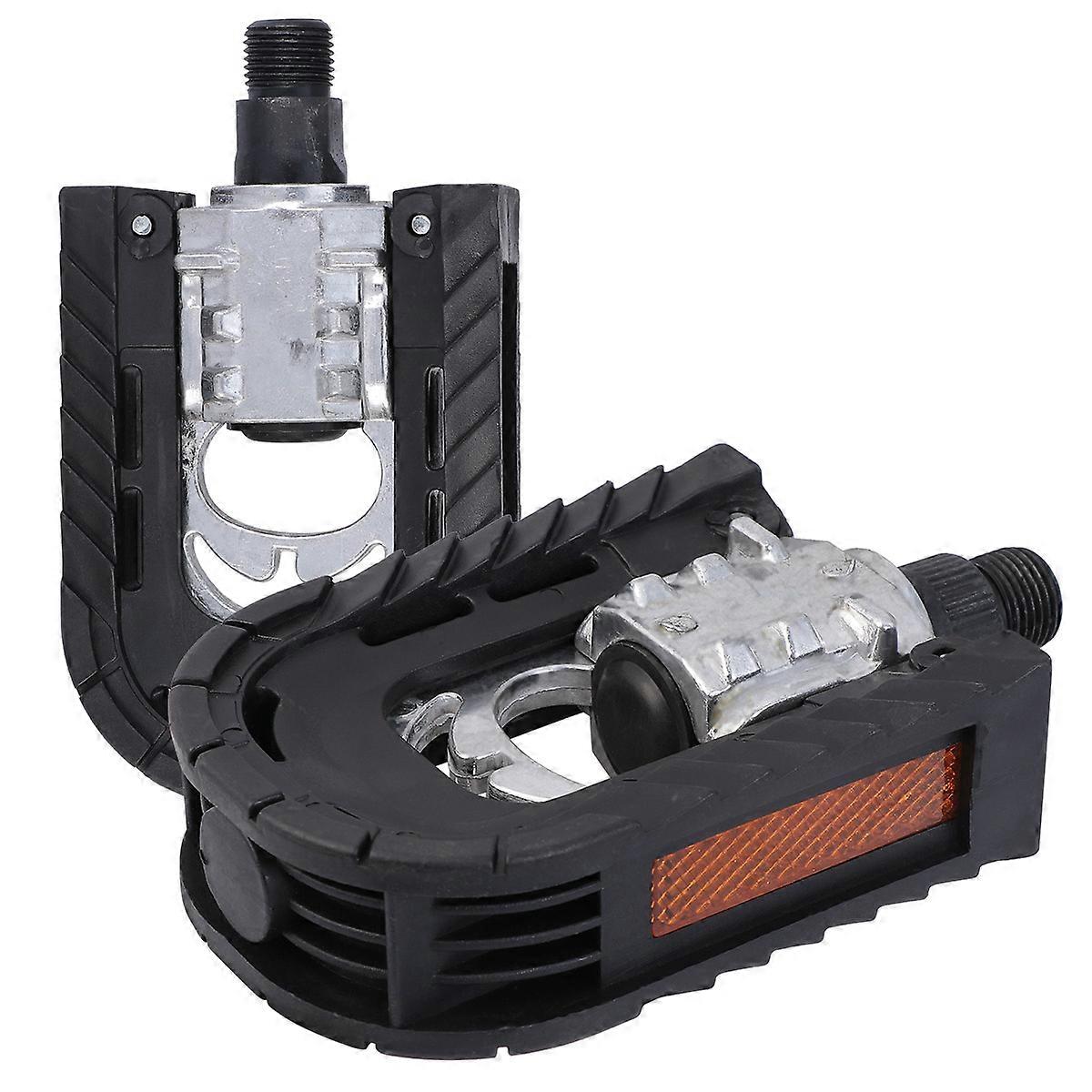 Folding Bike Pedals Square Shape Reduced Pedaling Weight Black 2Pcs