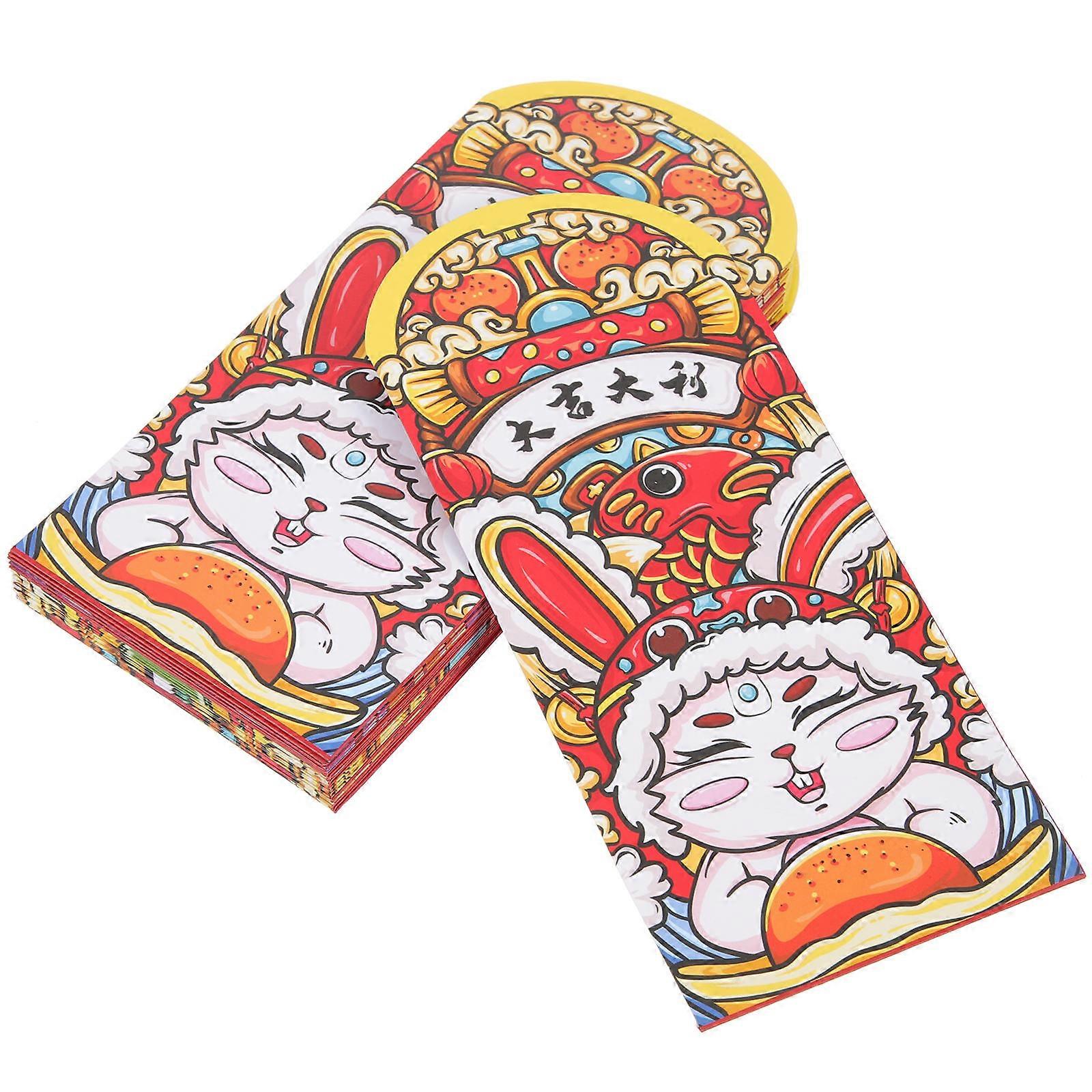Mini Red Envelopes Chinese New Year Envelopes Assorted Color Creative Rabbit Year Supplies Rectangular 24Pcs