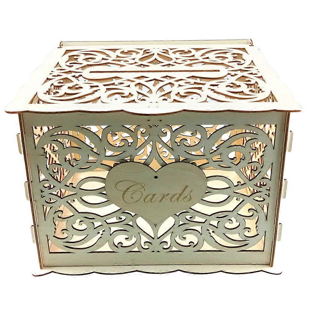 Rustic Wood Card Box Storage Container Wooden Cards Case for Joyful Events Rectangular Shape 1Set