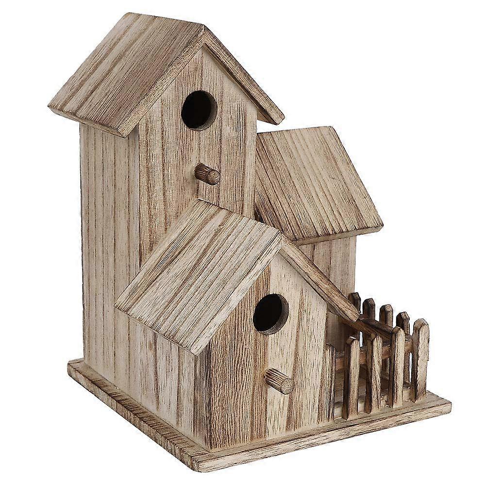 Bird House, Plane Tree Wooden Bird Nesting Box House Pet Supplies Decoration for Outdoor Hanging