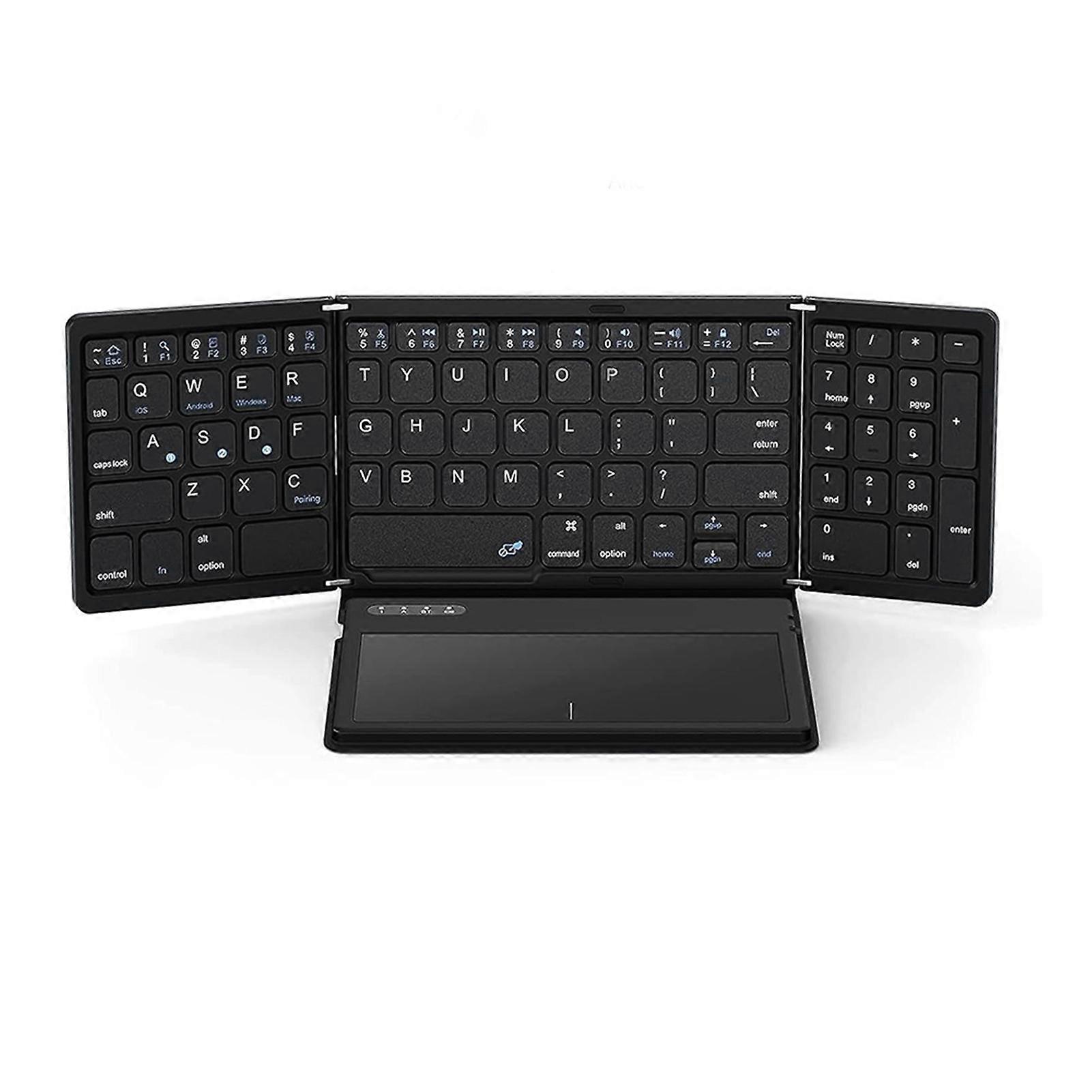 Foldable Compact Keyboard, Portable BT Keyboard with Large Touchpad, Travel Pocket Wireless Keyboard Compatible with Windows/iOS/Android