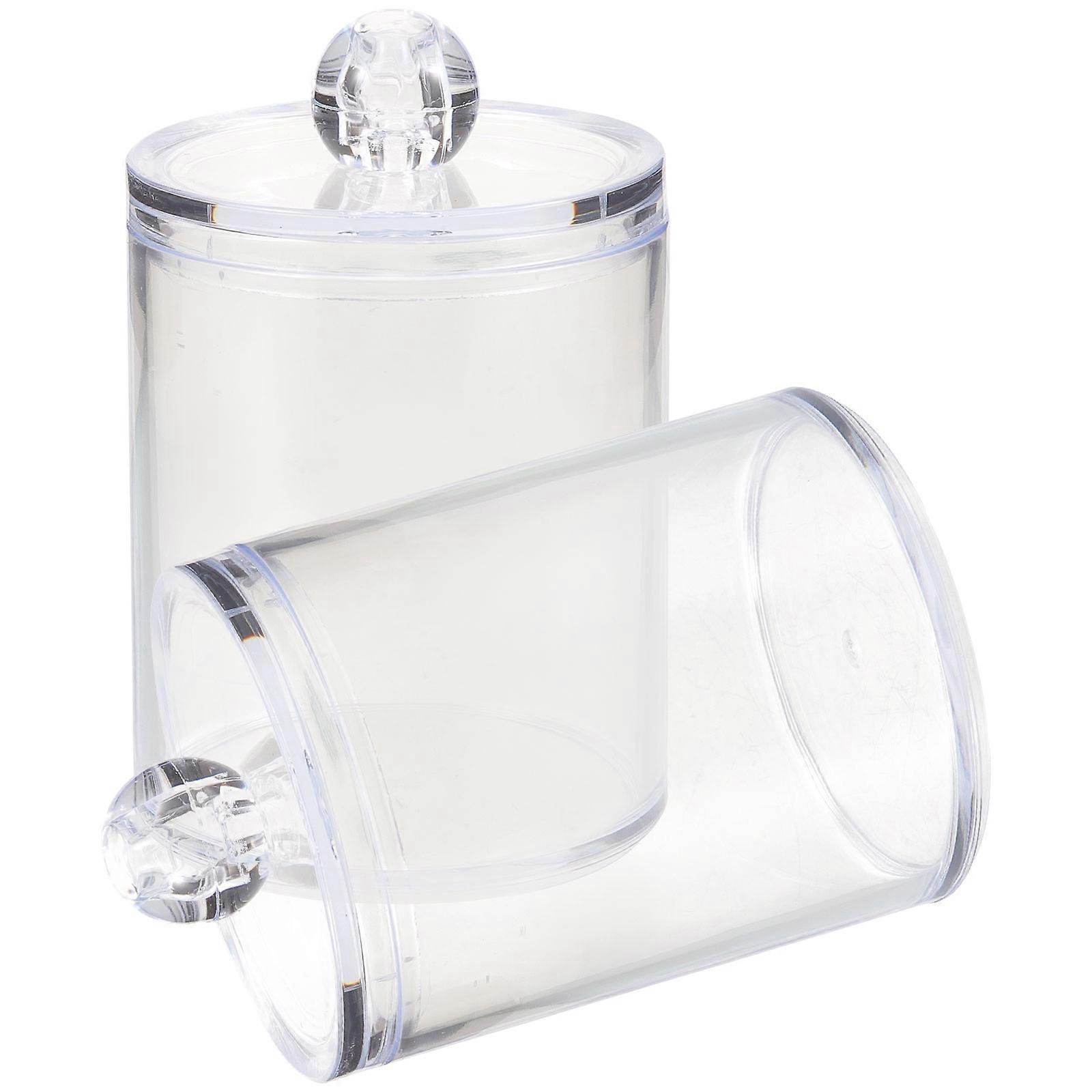 Cotton Swab Cotton Storage Box For Desktop Cleanup Clear 3.9X2.8X2.8in Moisture-Proof 2Set