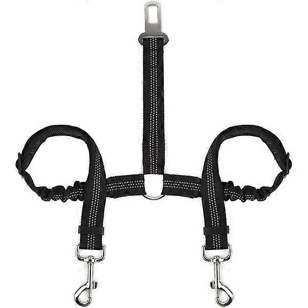 Double pet seat belt, adjustable with elastic bungee (LGL)