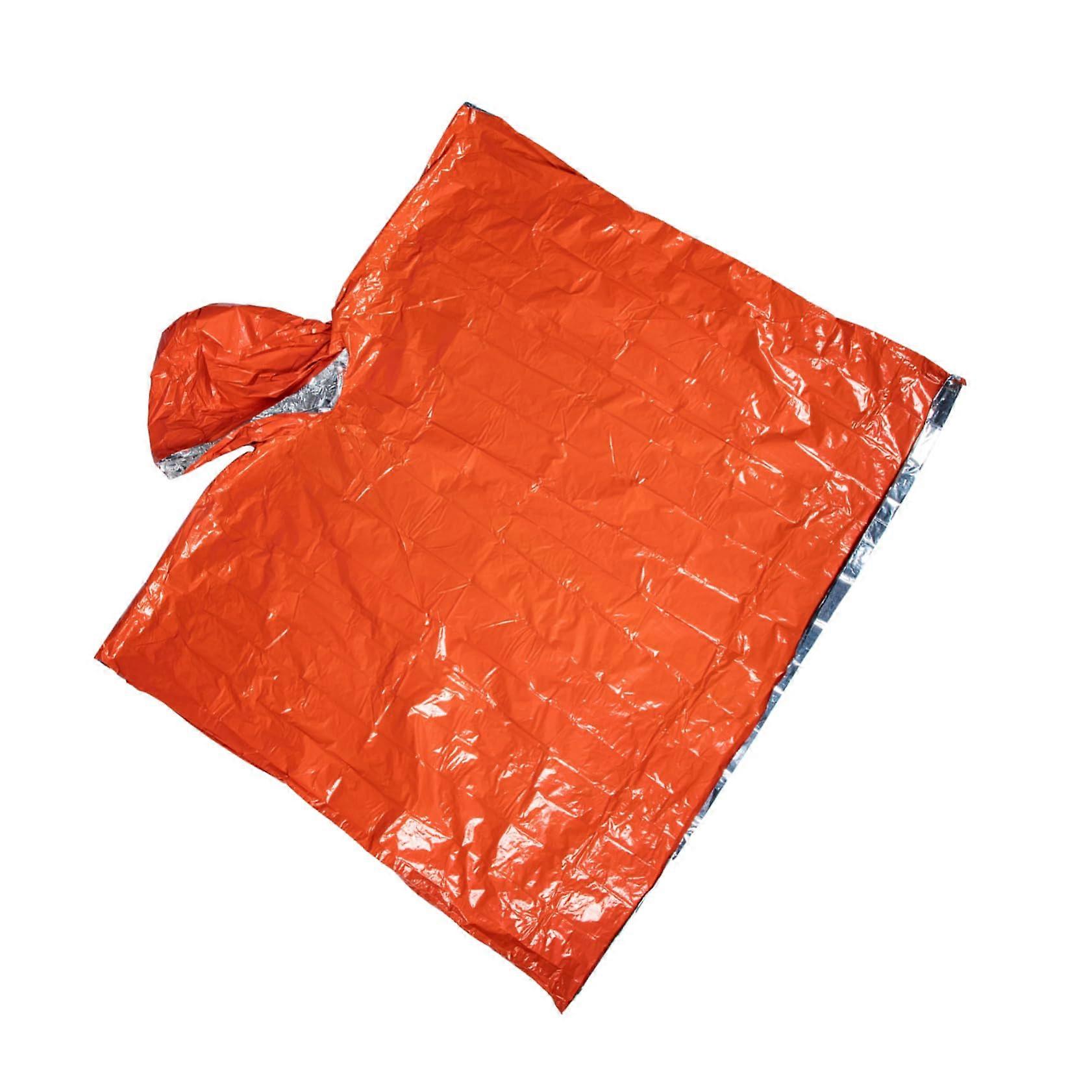 Regenponcho Atmungsaktiv Ultraleicht Reflektierender Notfallponcho Tragbar für Radfahren Camping Orangefarben