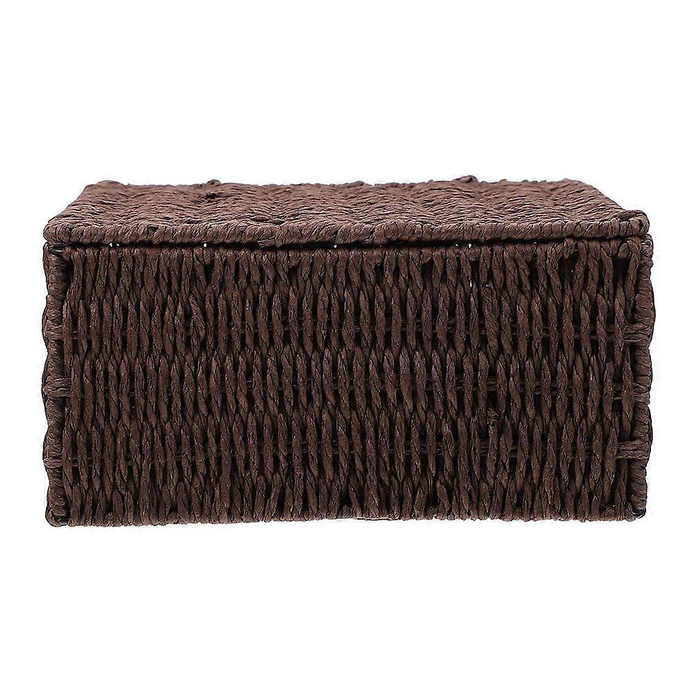 Desktop Clamshell Storage Box Woven Storage Basket Dustproof Box for Home