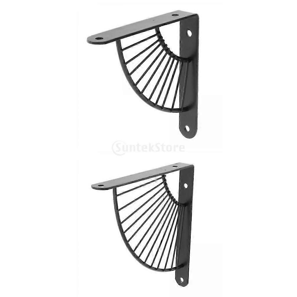 2x رف قوس ديكور على شكل مروحة مع مسامير رف كتب منزلي أسود 15 سم 20 سم