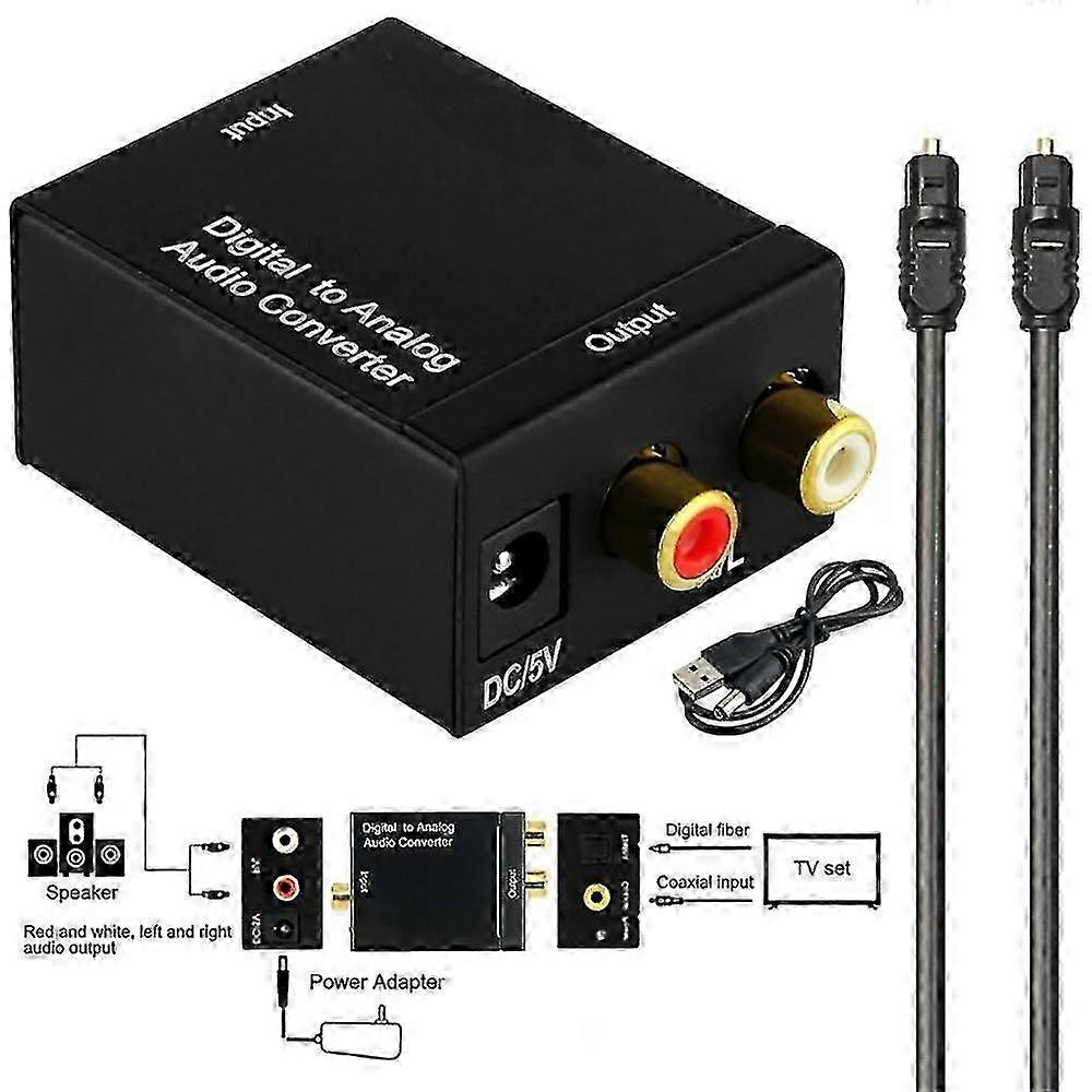 Digital To Analog Audio Converter Optical Coaxial Toslink Rca Tv Lr Sound Adapter