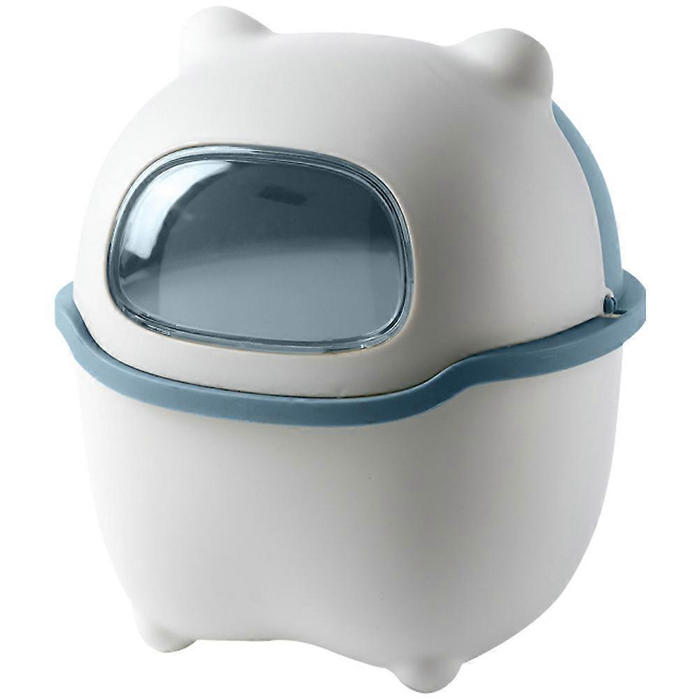 Cute Cartoon Bear Mini Trash Can with Lid – Creative Desktop Waste Basket for Home Office Use, Easy Clean Lightweight Design