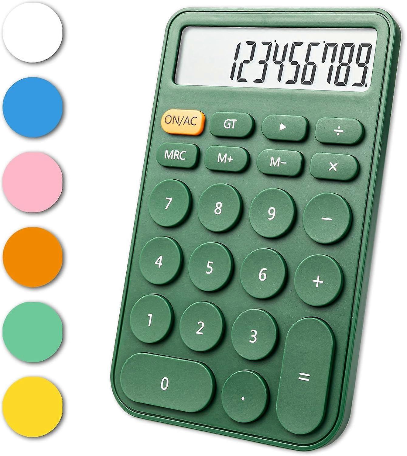 Standard calculator 12 digits, large display and buttons, auto sleep, with battery, green