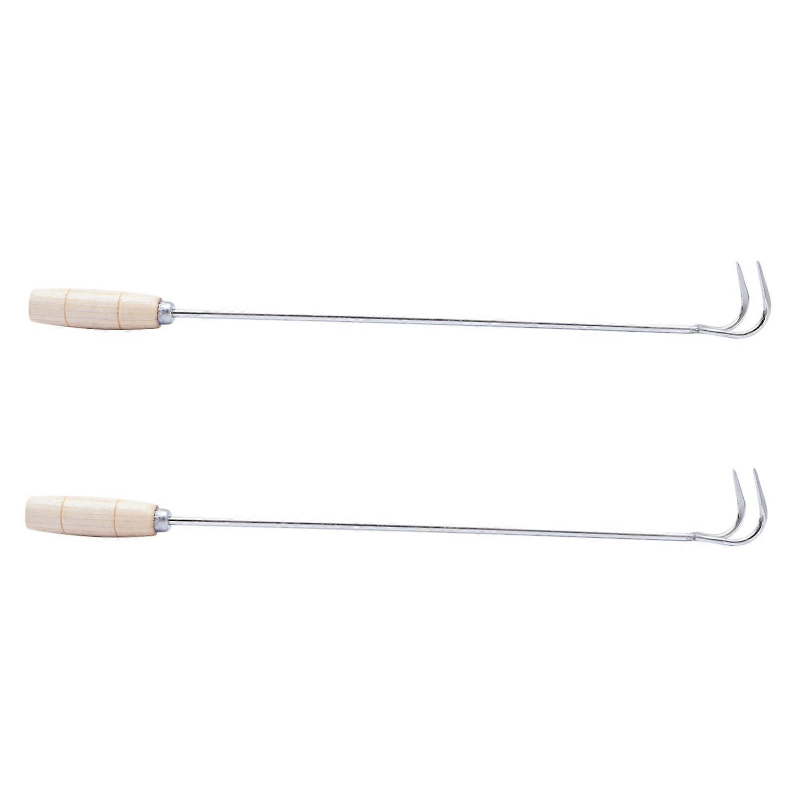 Stainless Steel Meat Hooks Pack of 2 for Turning Large Cuts of Pork and Steak, Long Braising Cooking Sticks