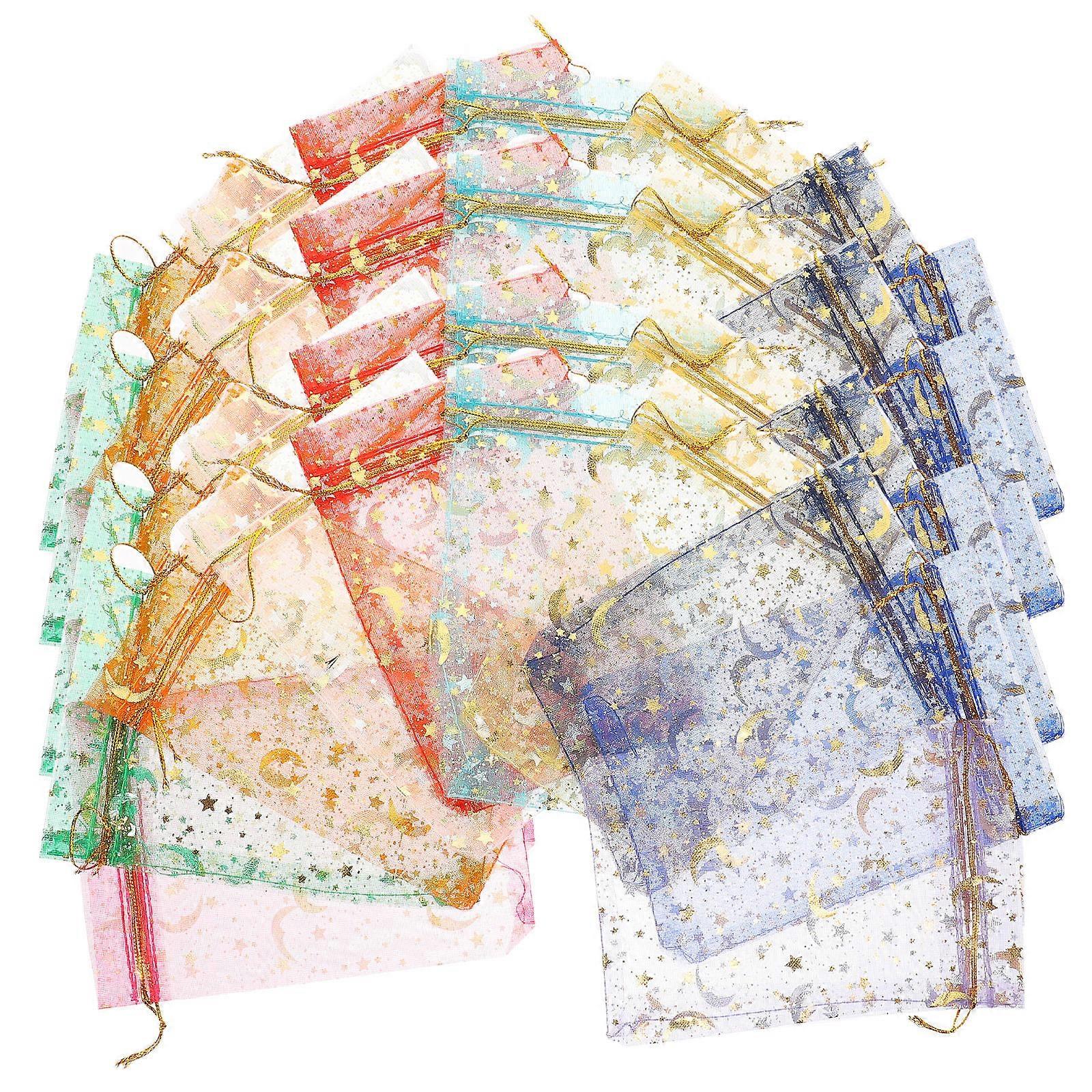 Candy Bag Party Favor Moon Star Organza Bags Assorted Color 4x6in Drawstring Design 100Pack