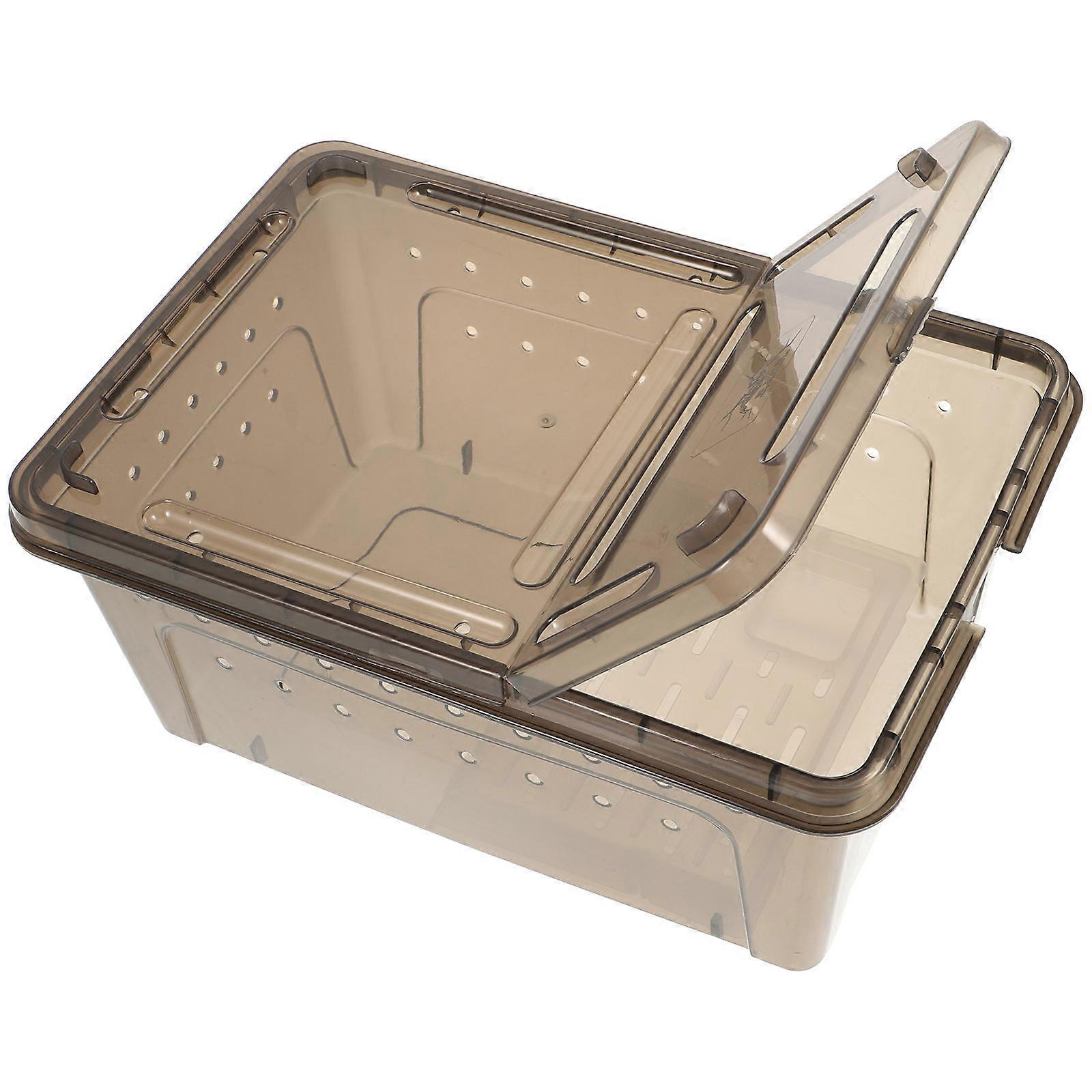 Plastic Turtle Habitat Aquarium For Feeding Basking Platform Clear Black 10.6X7.1X4.7in 1Set